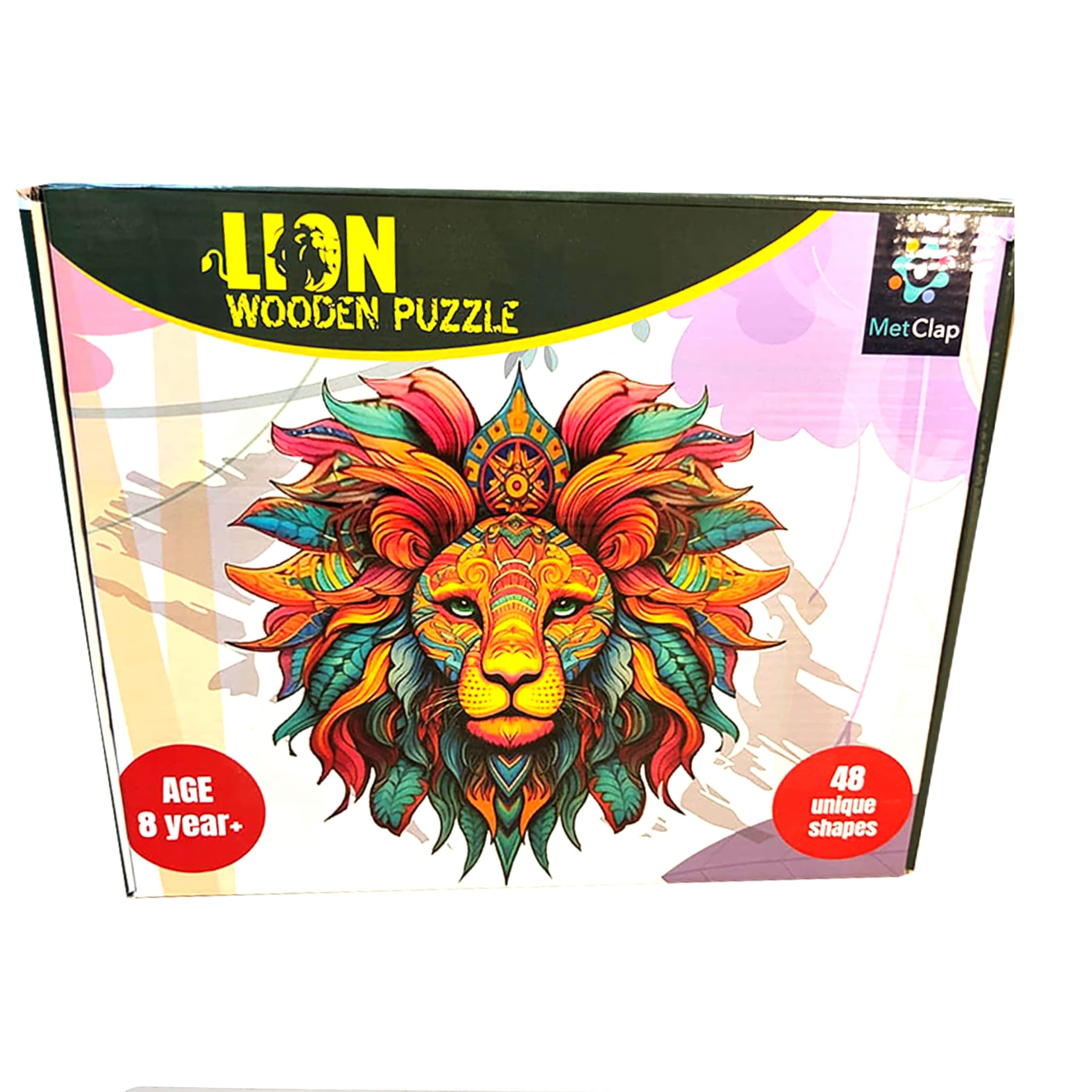 MetClap Lion and Animal Jigsaw Wooden Puzzles for Adults and Kids Educational Toys, Assorted Learning Games 50 Different Type of 30 Animal 9 Inches X 9 Inches 4