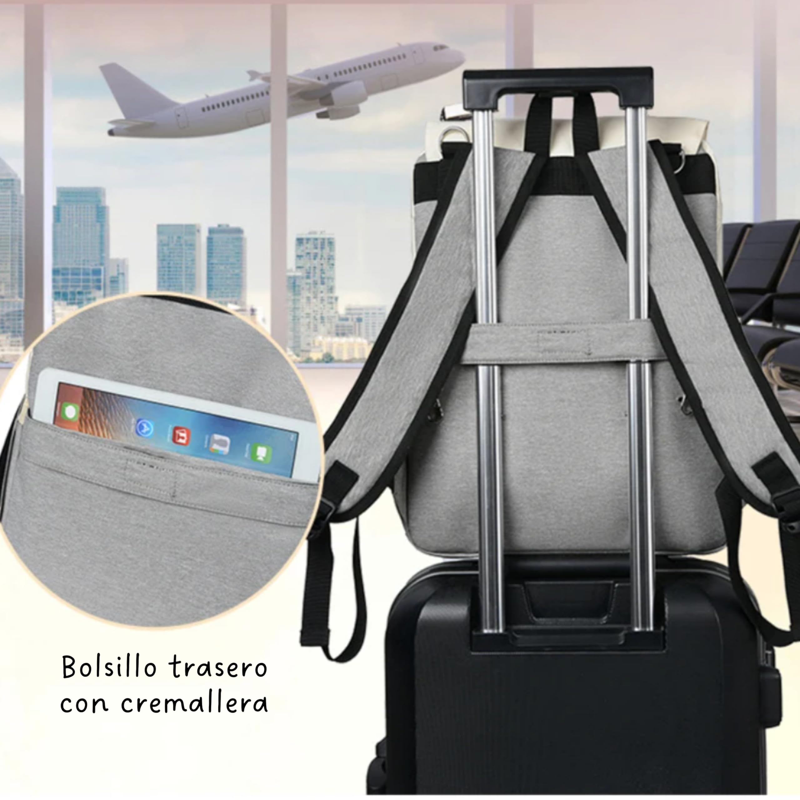 Mochila Pañalera Multifuncional, Bolsa para Pañales Maternidad, Mochila Carrito Bebé unisex, incluye Cambiador Portátil, Correas para cochecito, Dispensador Bolsas Desechables y Portachupete