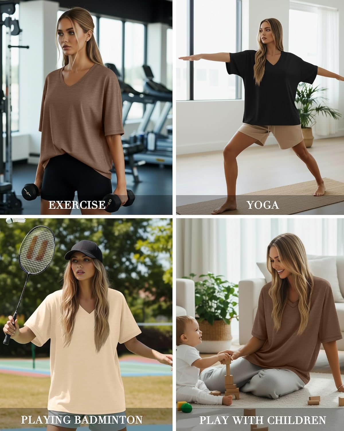 Huukeay 3 Pack Women's Oversized Cotton T-Shirts V Neck Loose Fit Casual Workout Tees Soft Short Sleeve Tops - Image 5