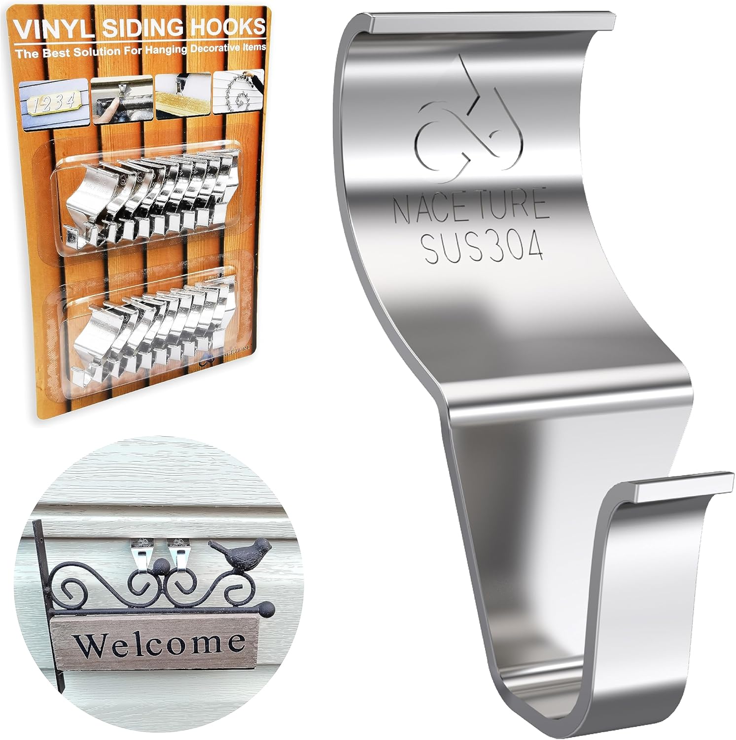 NACETURE Vinyl Siding Hooks 20 Pack Heavy Duty Siding...