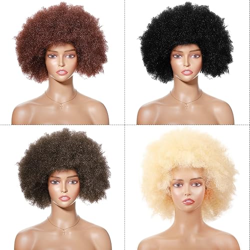 Miniatura 4 de Pelucas afro de 16 pulgadas para mujeres negras pelucas rizadas afro de los años 70 peluca rizada grande pelucas afroamericanas pelucas de los años