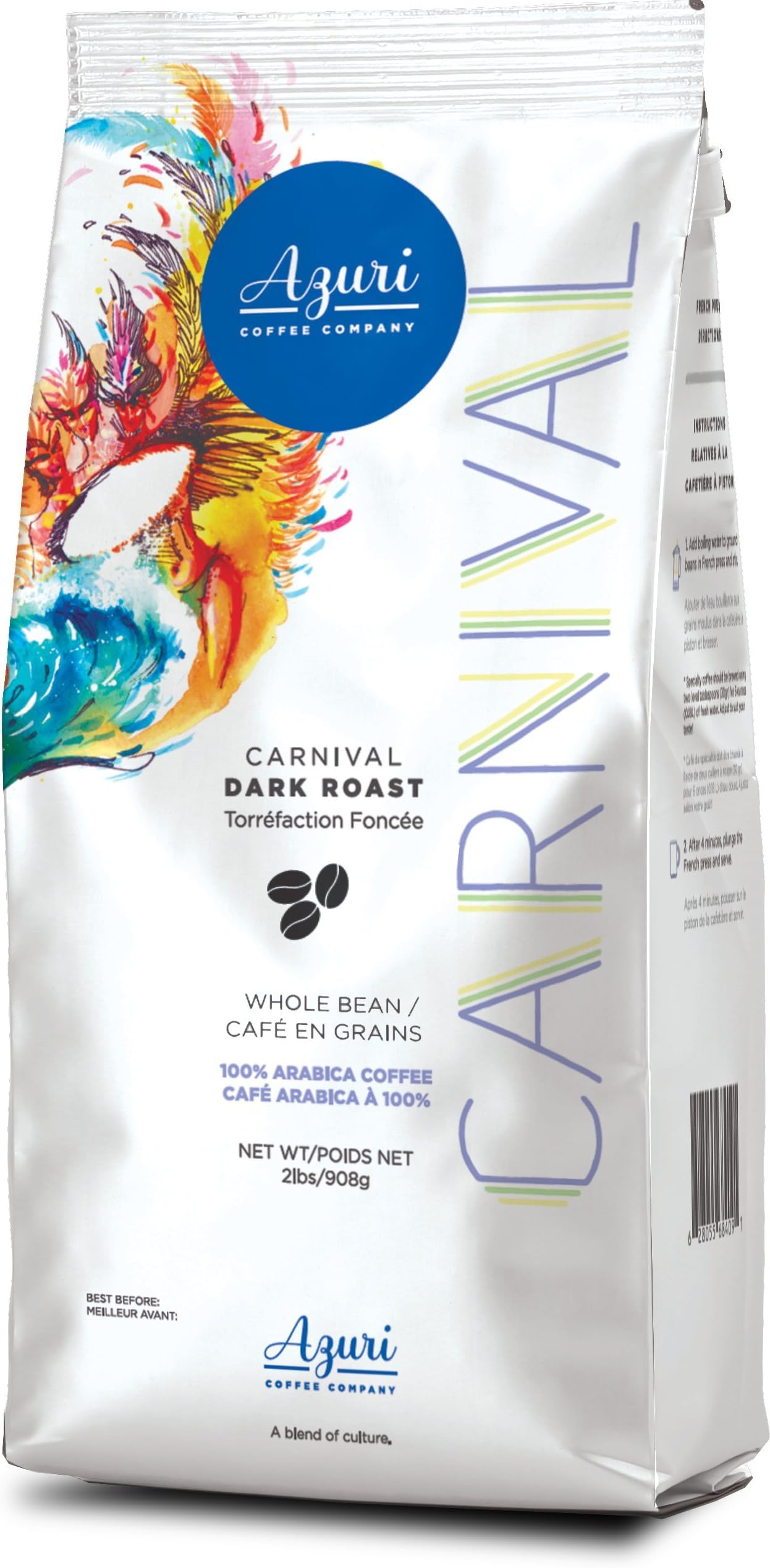 Azuri Coffee 2 lb (908 grams) (Dark Roast Whole Bean)