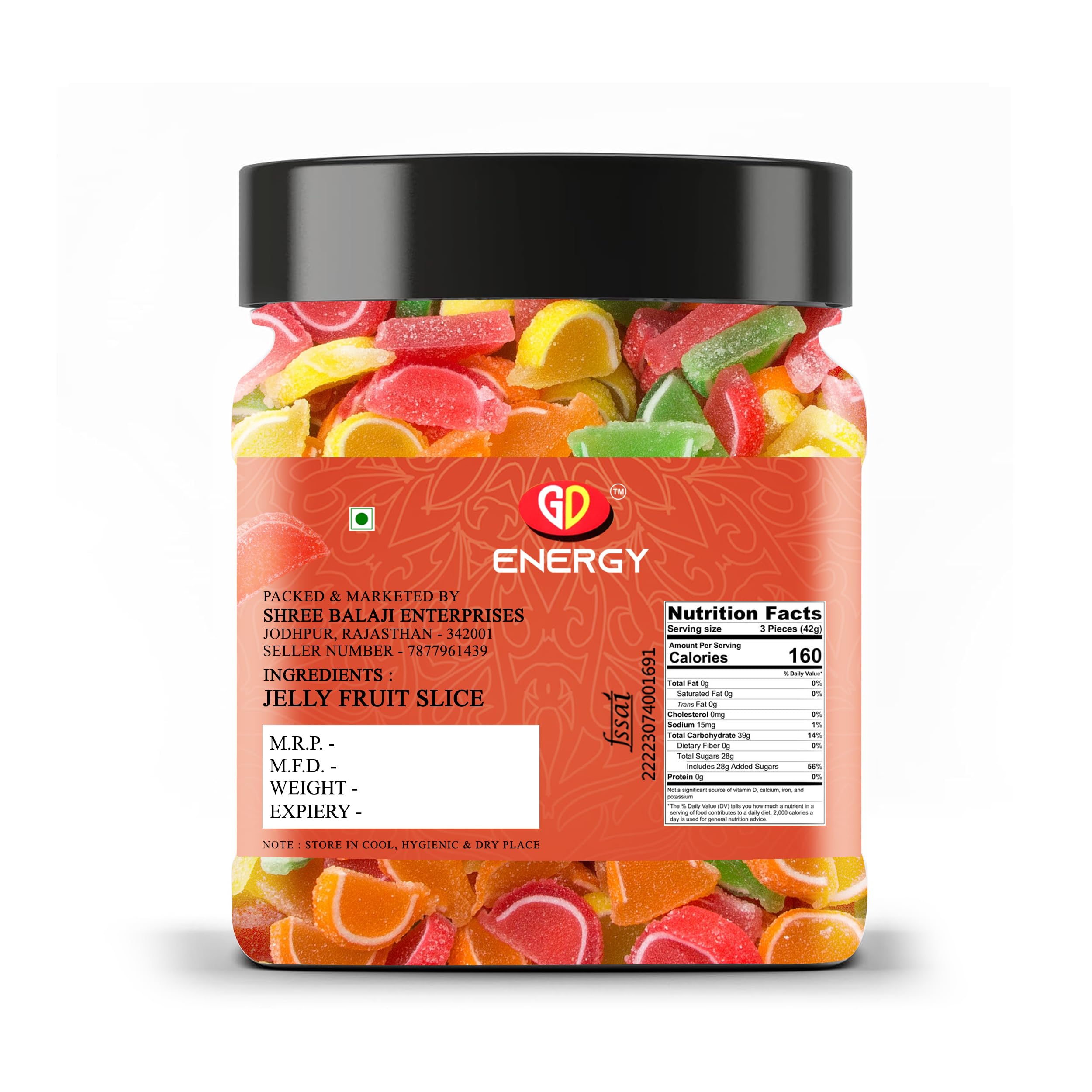 GD Energy Jelly Fruits Slices | Sugar Coated Candy | Mix fruits Jelly Bites | All Fruit Flavour Jelly Beans | So Delicious (500g) - Image 5 thumbnail