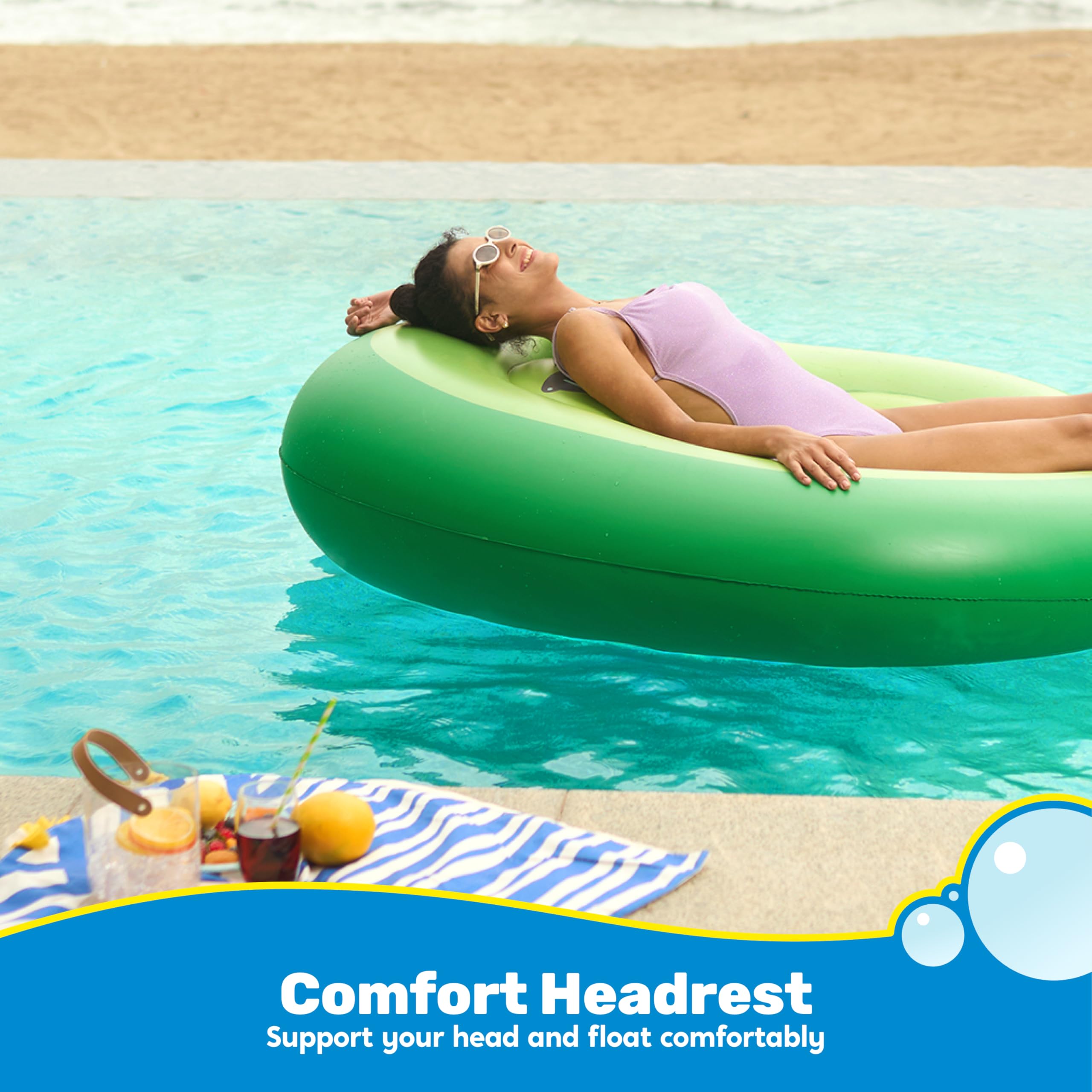 SYNCFUN Flotador inflable de aguacate para piscina, tubo de río flotante con bola grande