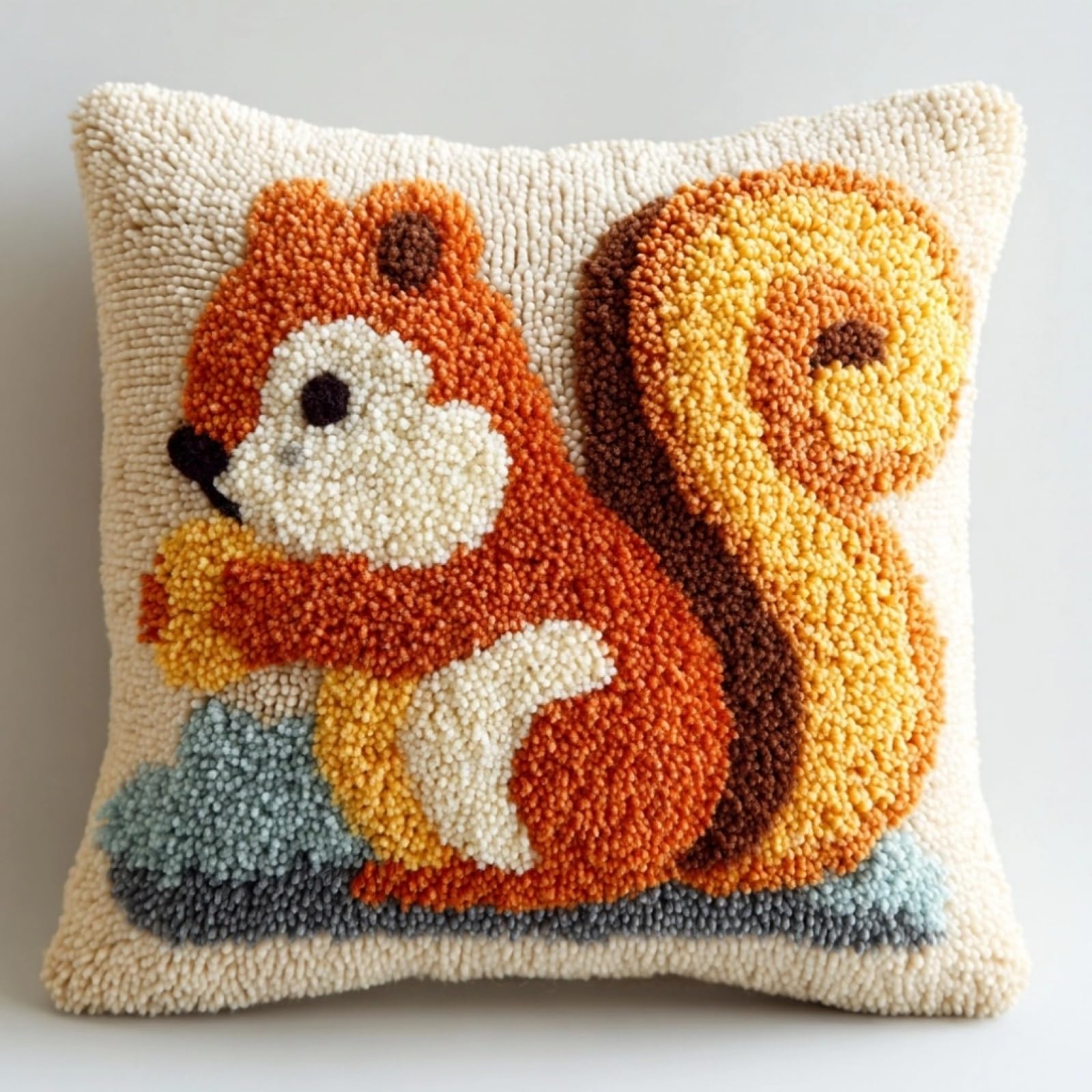 AxiangziK Creative Latch Hook Pillow Kit,Squirrel