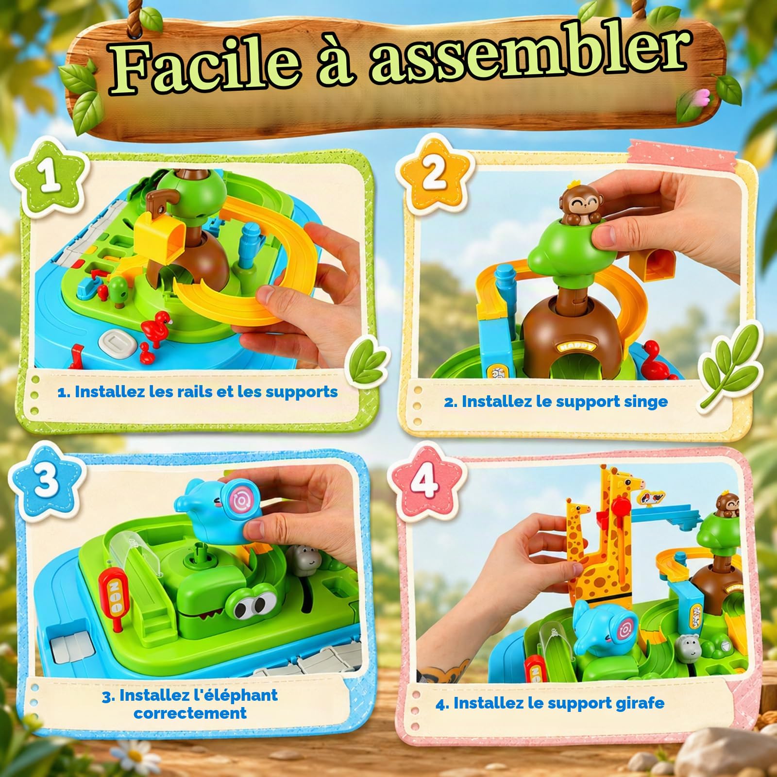 Circuit de Course Aventure Voiture Set : Véhicules Hamster Magnétiques – Aventure au Parc Animalier en 20 Niveaux sans Pile, Jouet Mécanique STEM Dès 3 Ans, Développement Motricité Fine & Logique