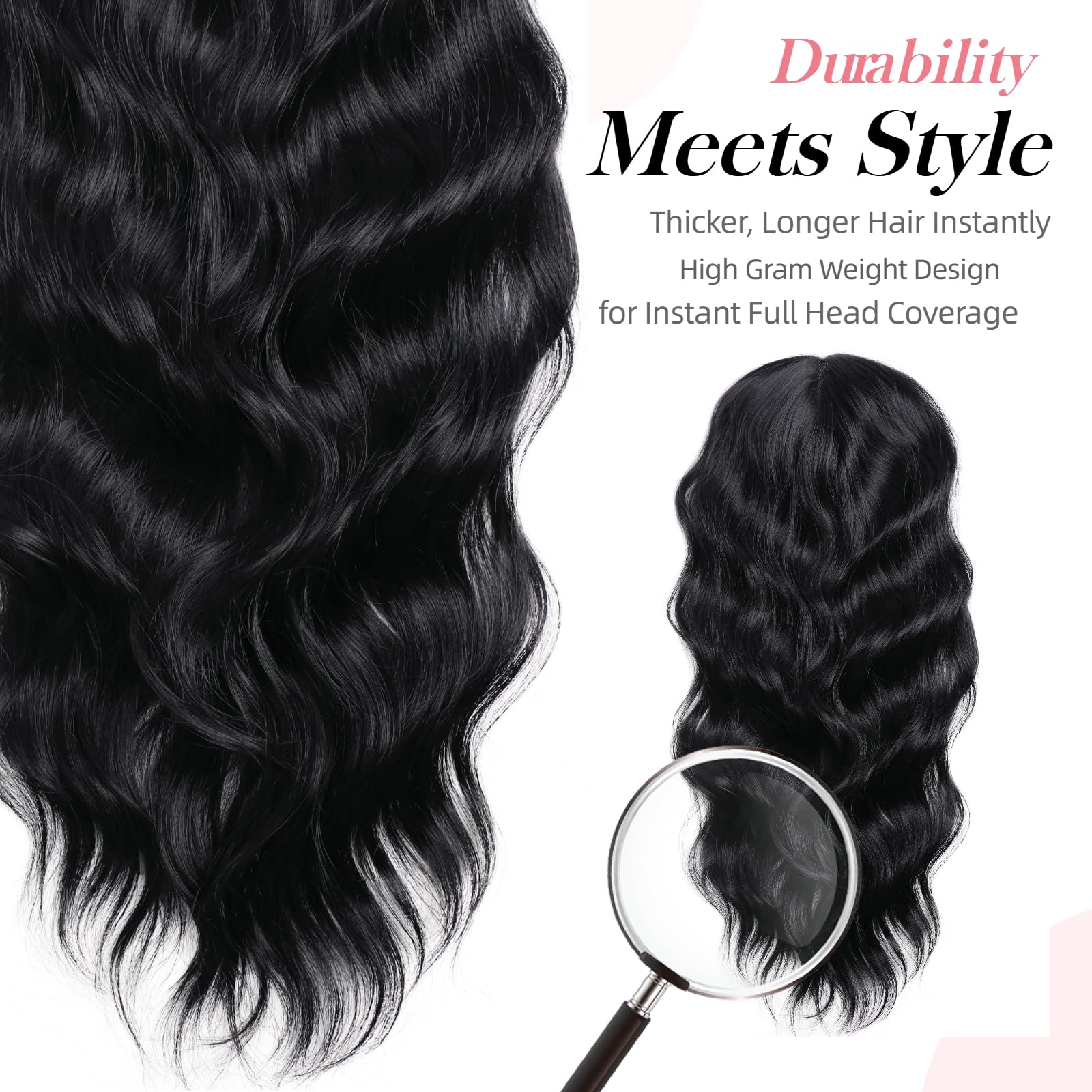 Hand Tied Human Hair Topper with Travel Kit, Glueless Wavy Style il_fullxfull.7028148391_2x9e.jpg main image 4