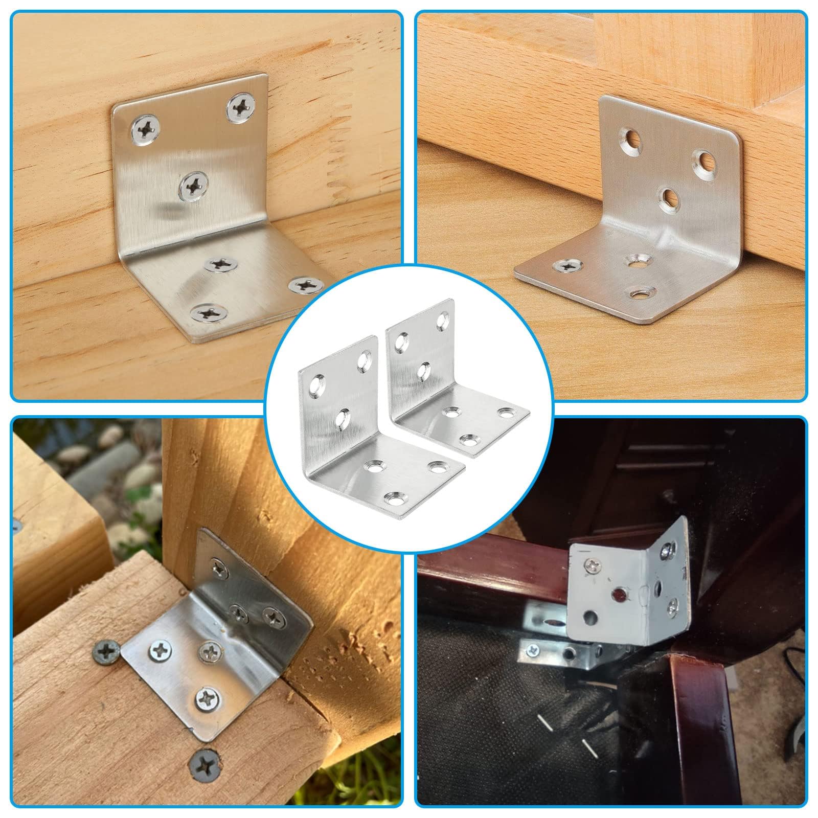 ASelected Lot de 30 Équerre d'assemblage Renforcée Inox, 50x50x50mm Aicer Plaque Equerre Inox, Equerre Metal pour Fixation de Inox pour Fixation et Réparation Meubles