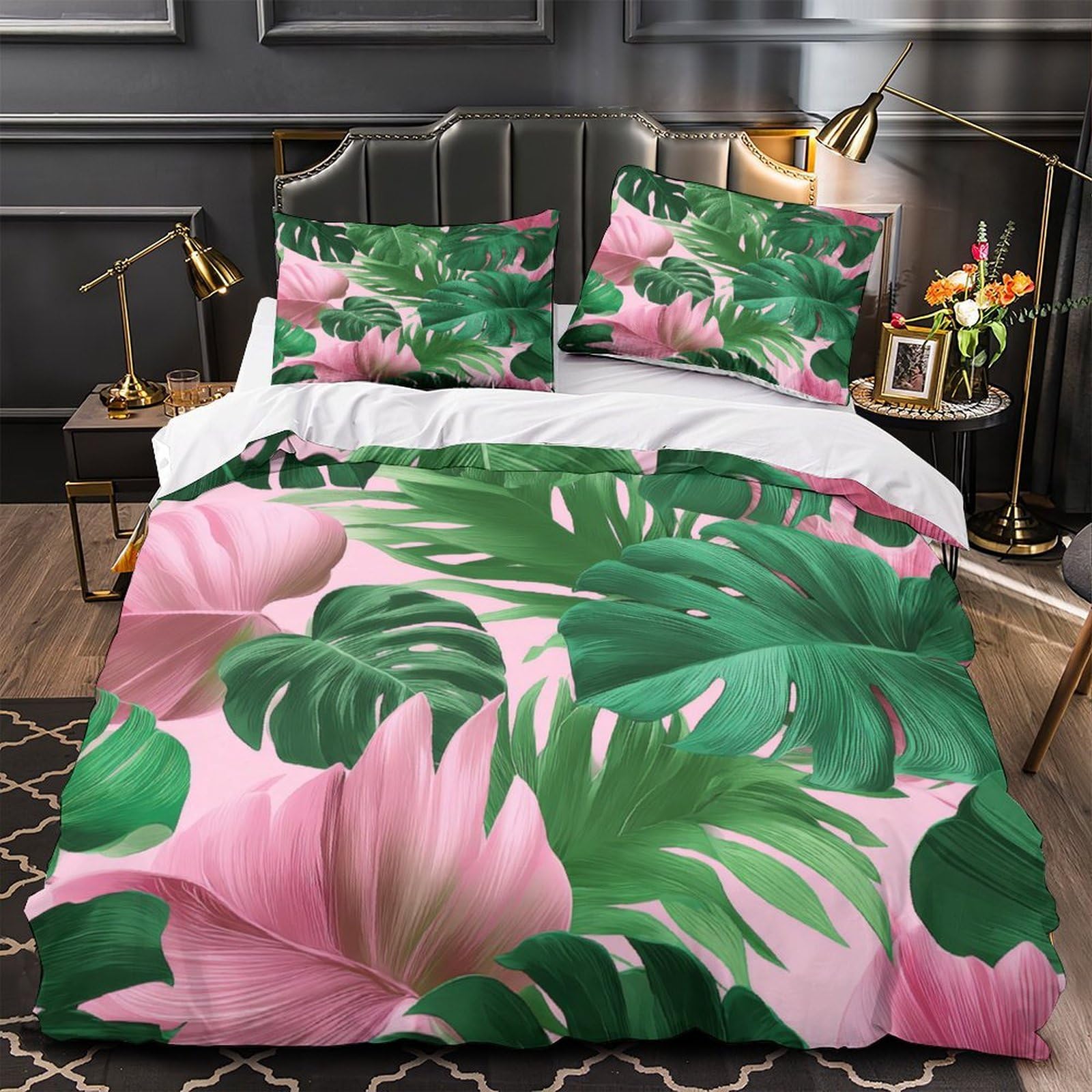 Linge de lit tropical King 220x240 en microfibre avec 3 pièces à effet 3D