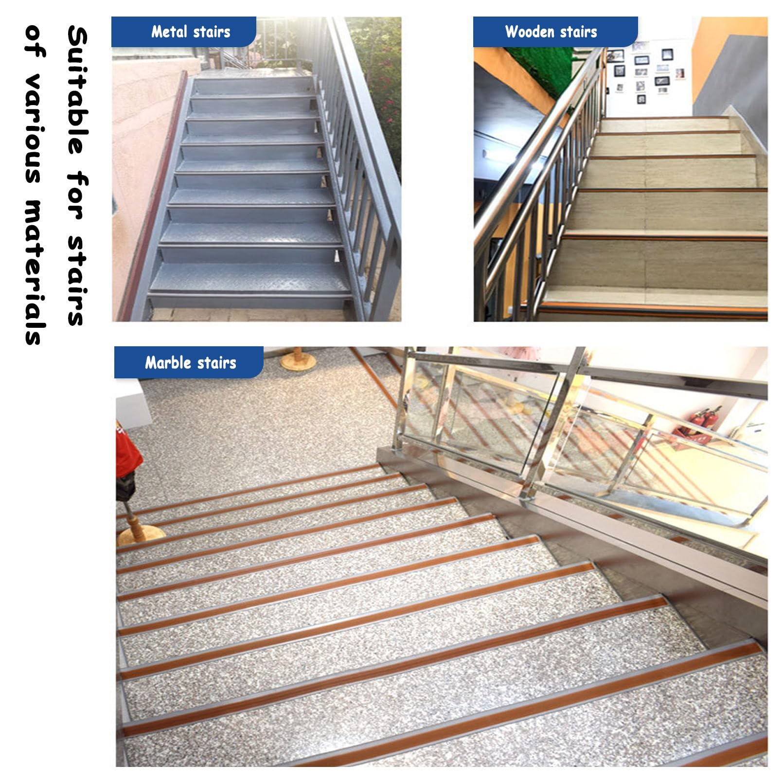 Tiras Antideslizantes Para Peldaños, Borde de Escalera de Vinilo Antideslizante, Utilizado Para Escaleras Interiores Y Exteriores, Antideslizante Para Bordes de Escalera(Grayish yellow,3m/118in)