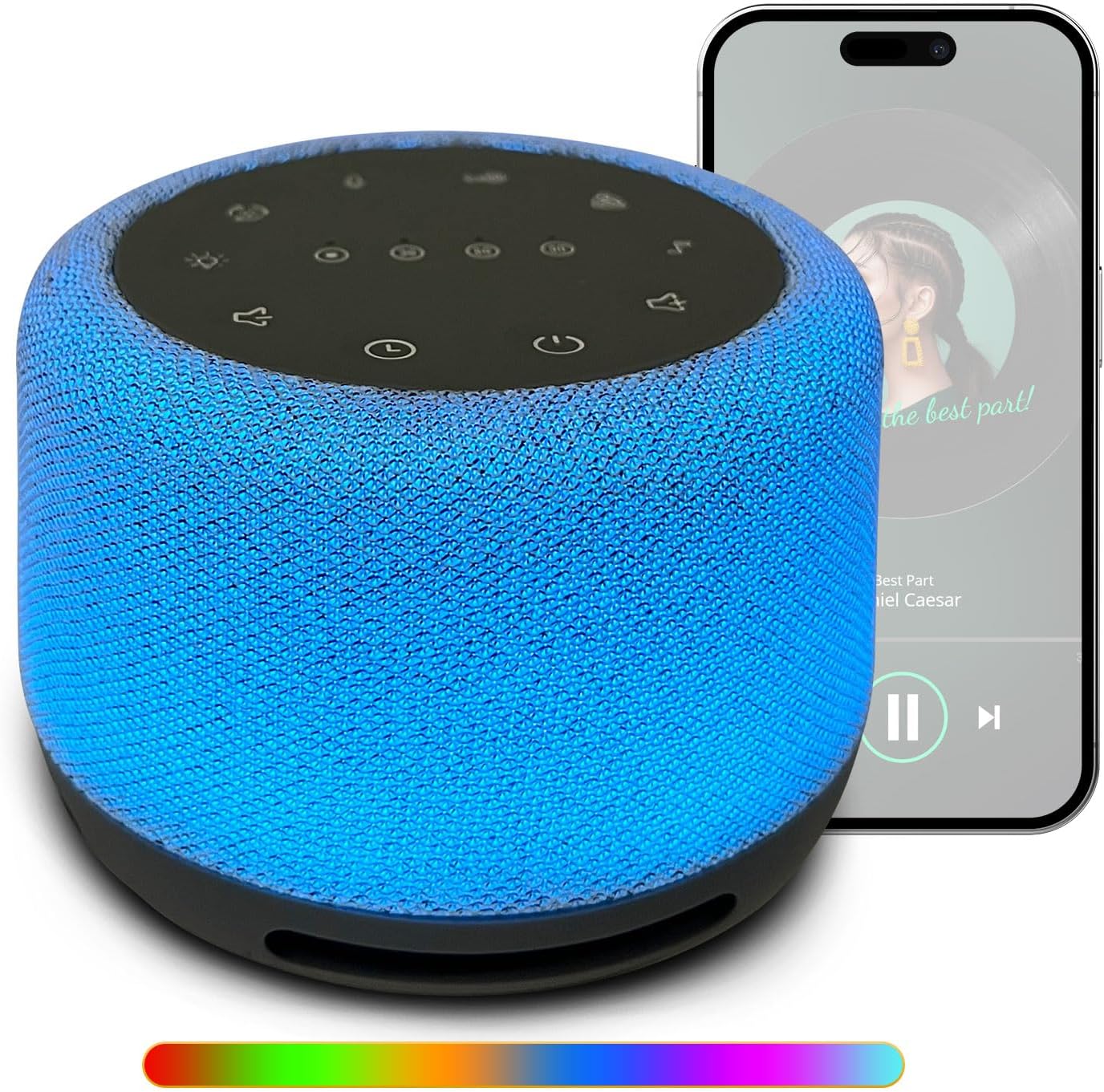 Sound Machine with 30 Soothing Sounds Nursery Lamp 7 Colors Night White Noise Machine for Baby/Adults, Recording/Timer/Memory Function/Brightness, Sleep Machines for Home Office Travel