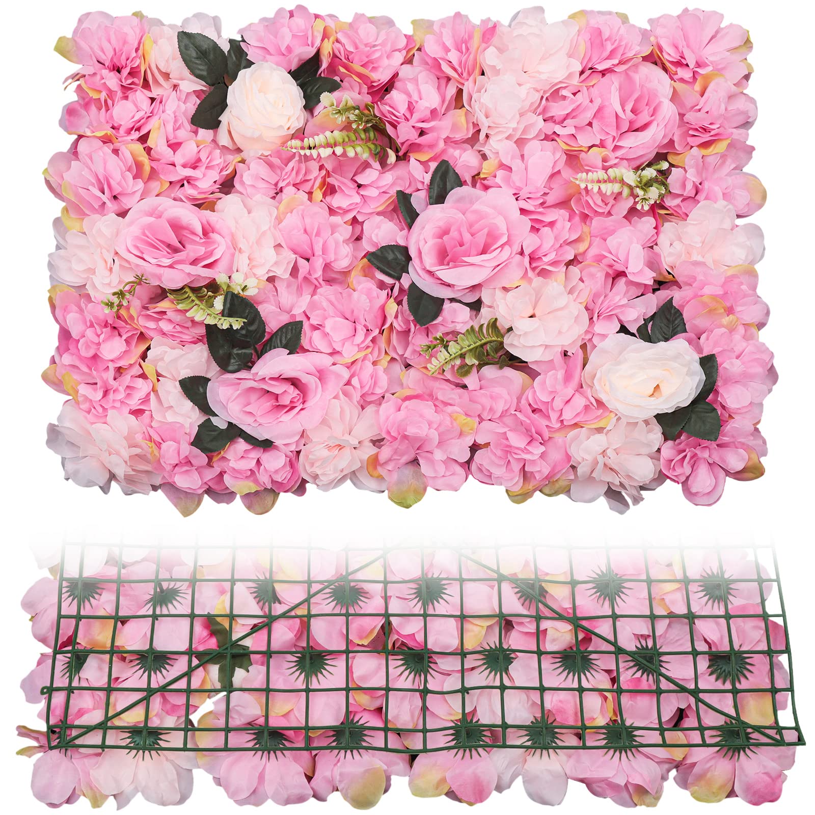 Lot de 12 panneaux muraux de fleurs artificielles, panneau mural de fleurs, fond de rose, décoration de maison, décoration de mariage, fête prénatale, fête, mur de bonbons, zones photo