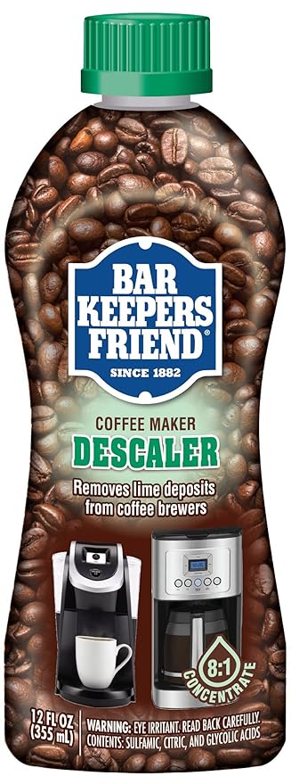 Bar Keepers Friend Coffee Maker Descaler (12 oz) - Removes Mineral Deposits from Espresso Makers and Automatic Drip and Single-Cup Coffee Makers