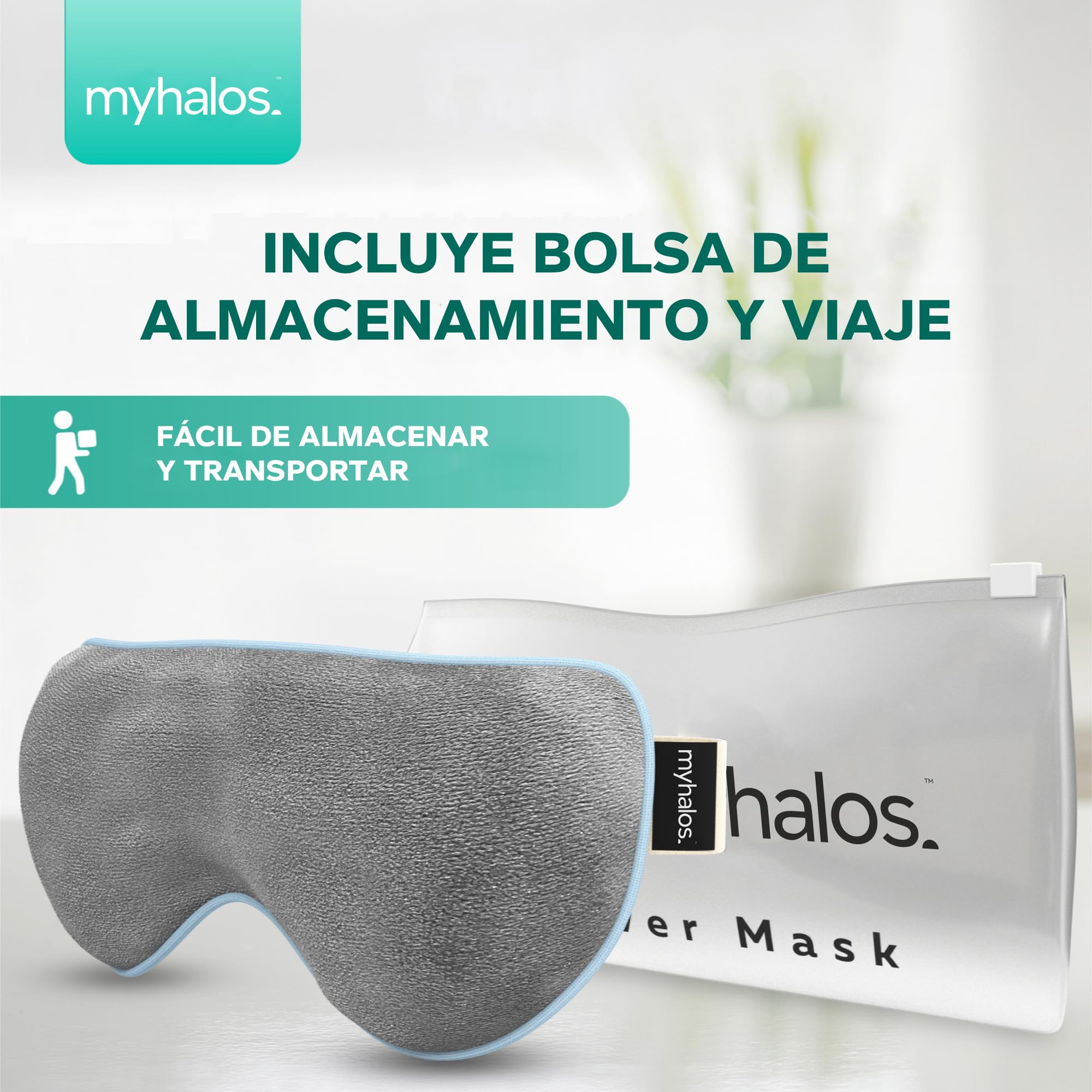 MyHalos® Antifaz Ojos Secos – Compresa Cálida para Ojos para Microondas – Antifaz Blefaritis y Orzuelos – Antifaz Calor Ojos Incluye Correa Ajustable y Funda — view 6