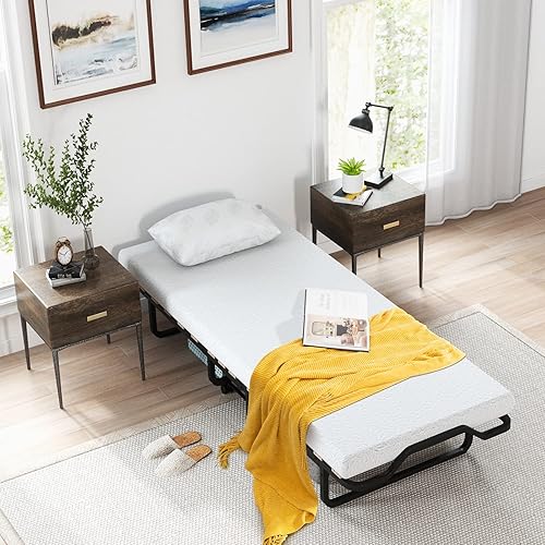 Miniatura 2 de KOMFOTT Cama plegable con colchón de espuma viscoelástica de 4 pulgadas, cama plegable para invitados con marco de acero resistente, cuna portátil