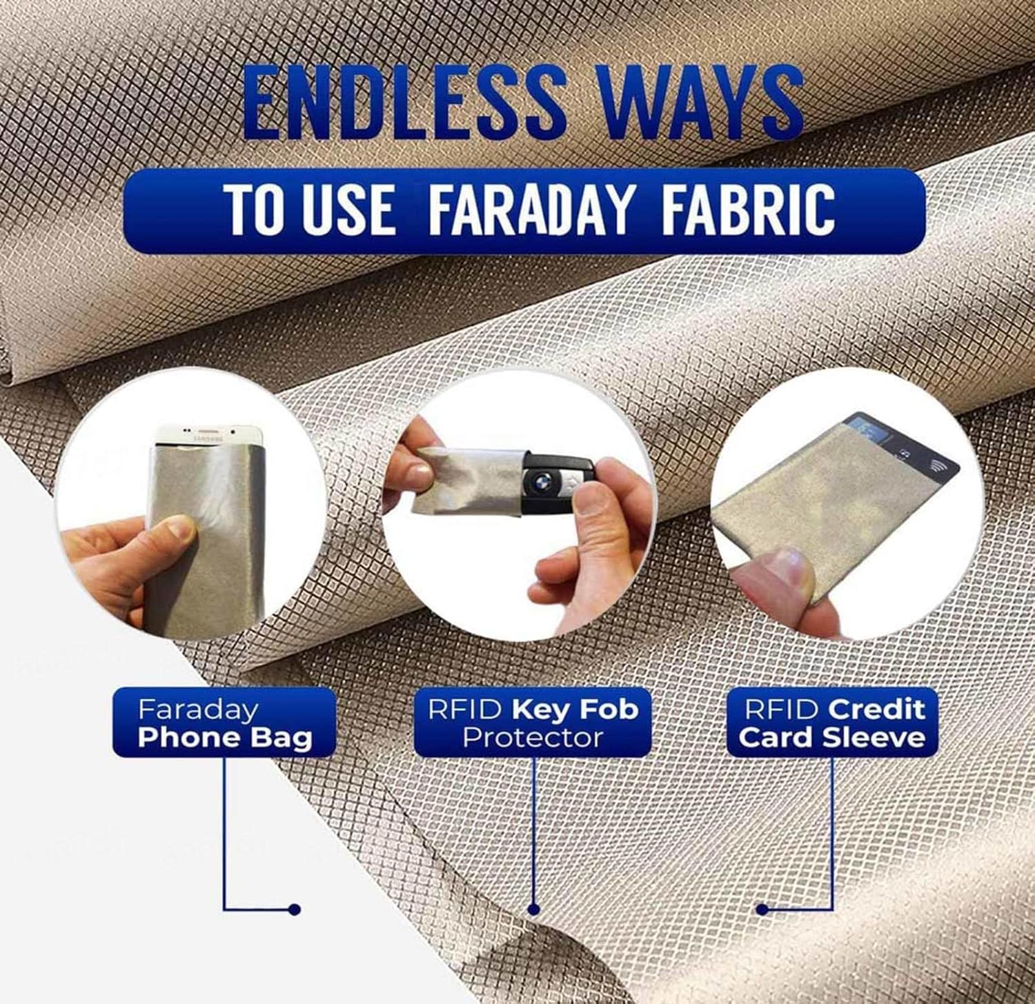 Tessuto di Faraday Schermatura Conduttiva Tessuto di Schermatura RF Materiale di Faraday Anti Radiazioni Schermatura EMI Blocco del Segnale di Interferenza Scudo RF RFID, Silver, 10x1.1m