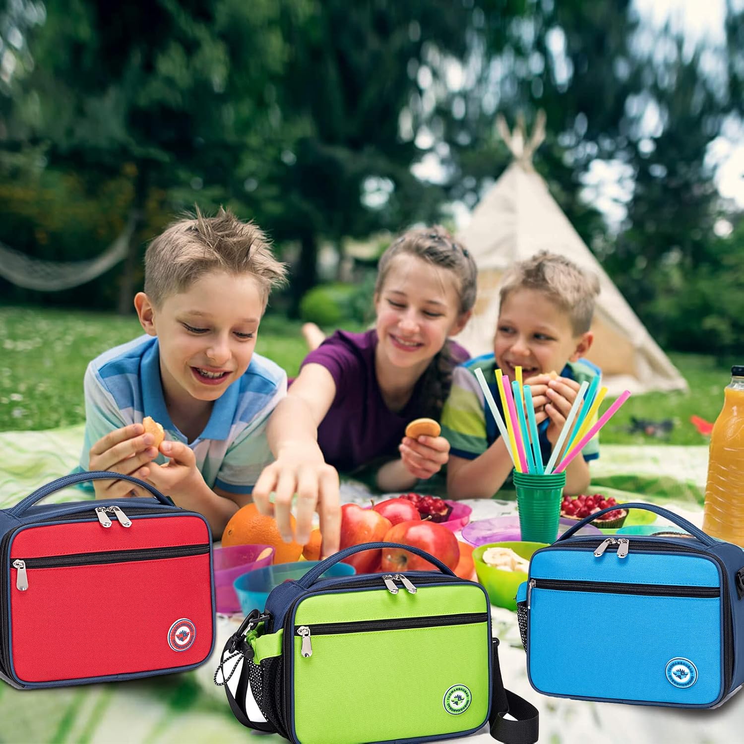 weiatas Kids Lunch Bag Small Insulated Lunch Box For Boys Girls Toddlers Back to School, Reusable Children Lunch Cooler Tote Bag with Removable Shulder Strap & Pocket (Green-2) - Image 7