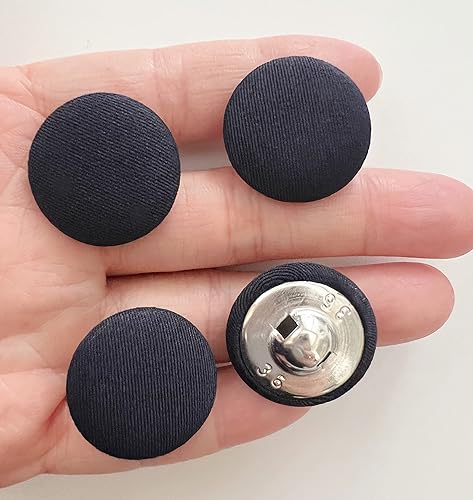 Vista 74 de PEPPERLONELY 10 piezas de tela de 0.394 in cubierta con botones redondos de vástago de metal, azul marino