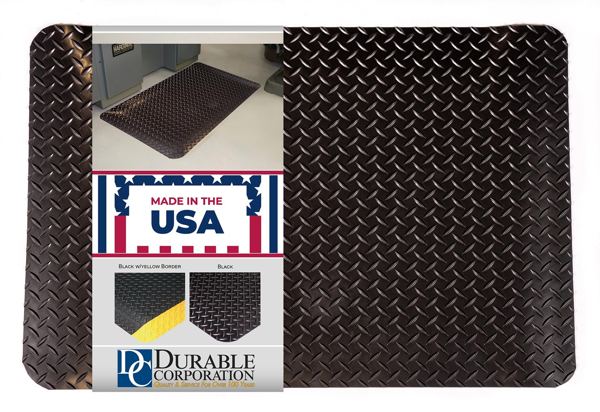 Durable Corporación vinilo diamond-dek esponja Industrial alfombrilla antifatiga, para interiores, 36 Inches X 60 Inches, Negro, 1