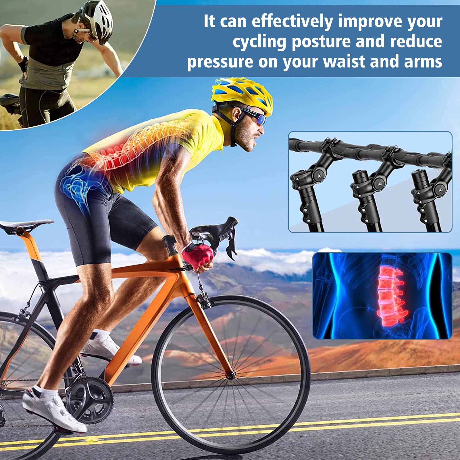 Yosoo Health Gear Trzpień roweru górskiego, 28,6 mm, przedłużacz trzonka, przedłużacz widelca, przedłużenie trzonka, stop aluminium, widelec rowerowy do roweru górskiego, czarny