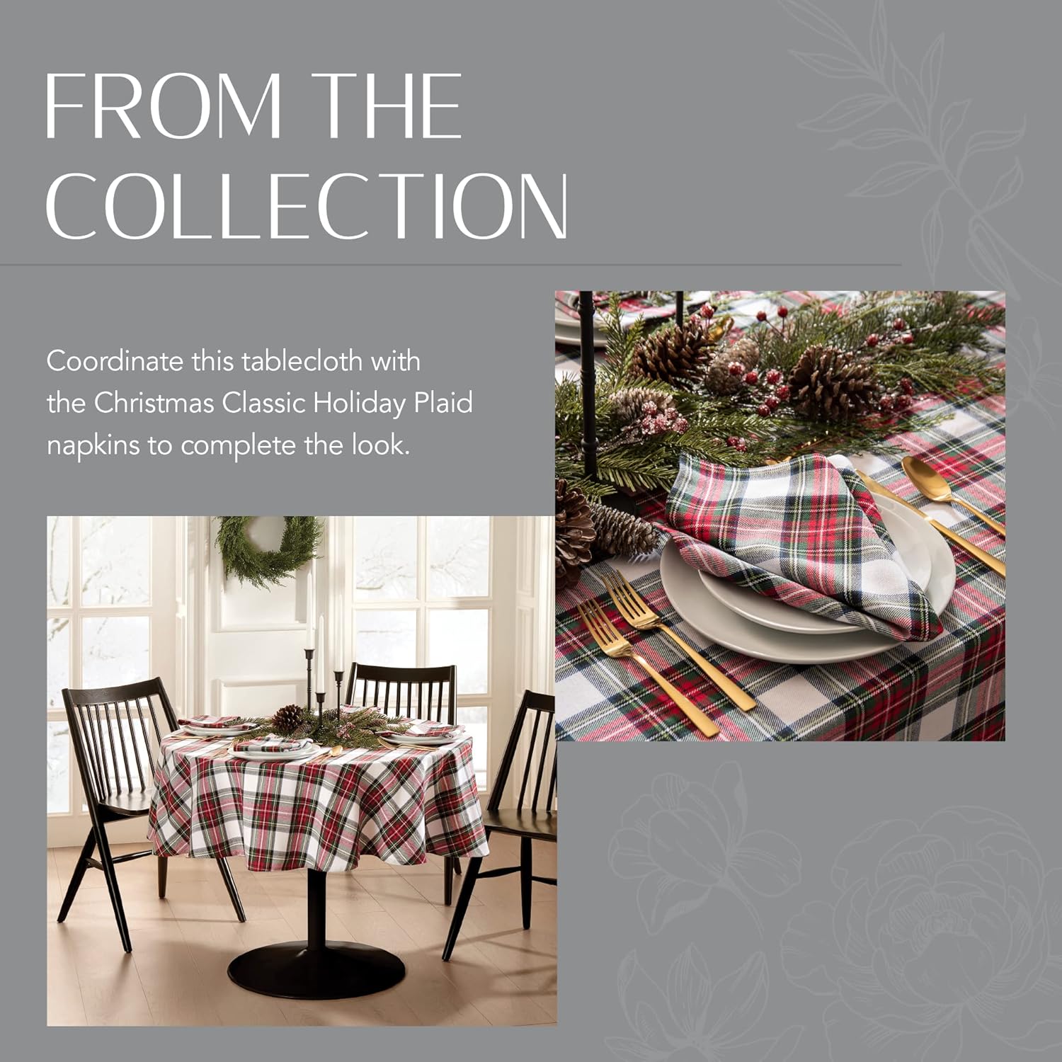 Elrene Home Fashions Christmas Classic Holiday Plaid Cotton Tablecloth, Holiday Table Decor, 60" X 120", Oblong