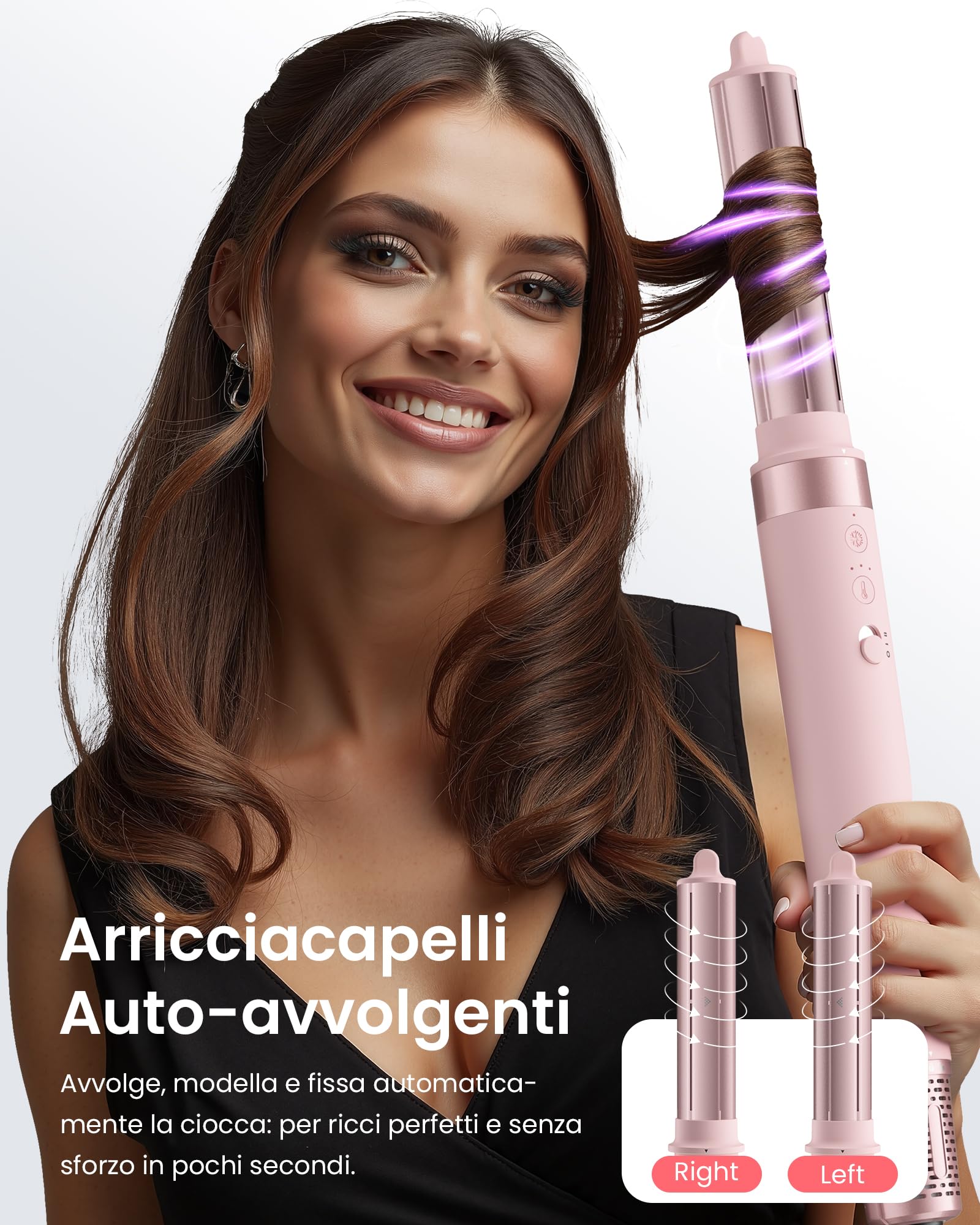 MESCOMB Air Styler 6 in 1, Asciugacapelli Ionico, Spazzola per Capelli | Arricciacapelli Automatico, Spazzola Lisciante e Volumizzante, Diffusore per Ricci, Asciugatura Rapida, Borsa da Viaggio