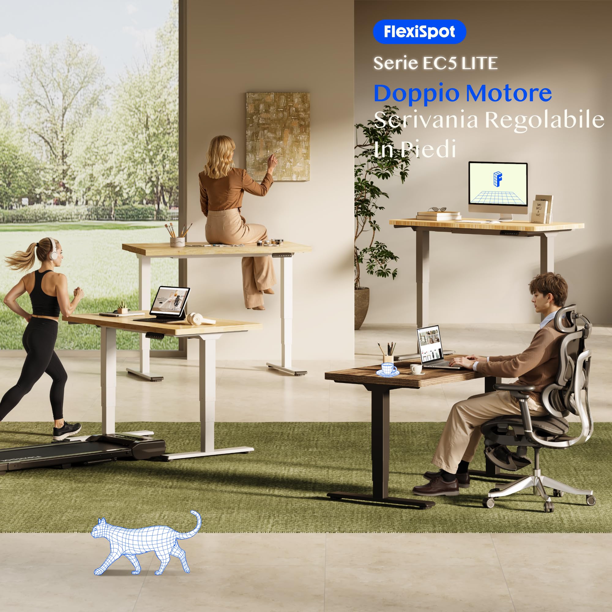 FLEXISPOT Scrivania Regolabile in Altezza Elettrica 160×80 cm con Doppio Motore, Piano Unico da 25 mm, Gambe Telescopiche a 3 Sezioni EC5 LITE