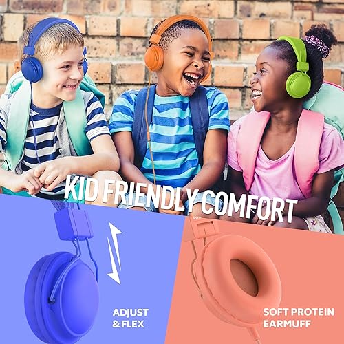 Miniatura 7 de AILIHEN Auriculares para niños con cable, paquete de 5 unidades para K-12 grado, escuela y aula, con micrófono, límite de volumen de 85 dB,
