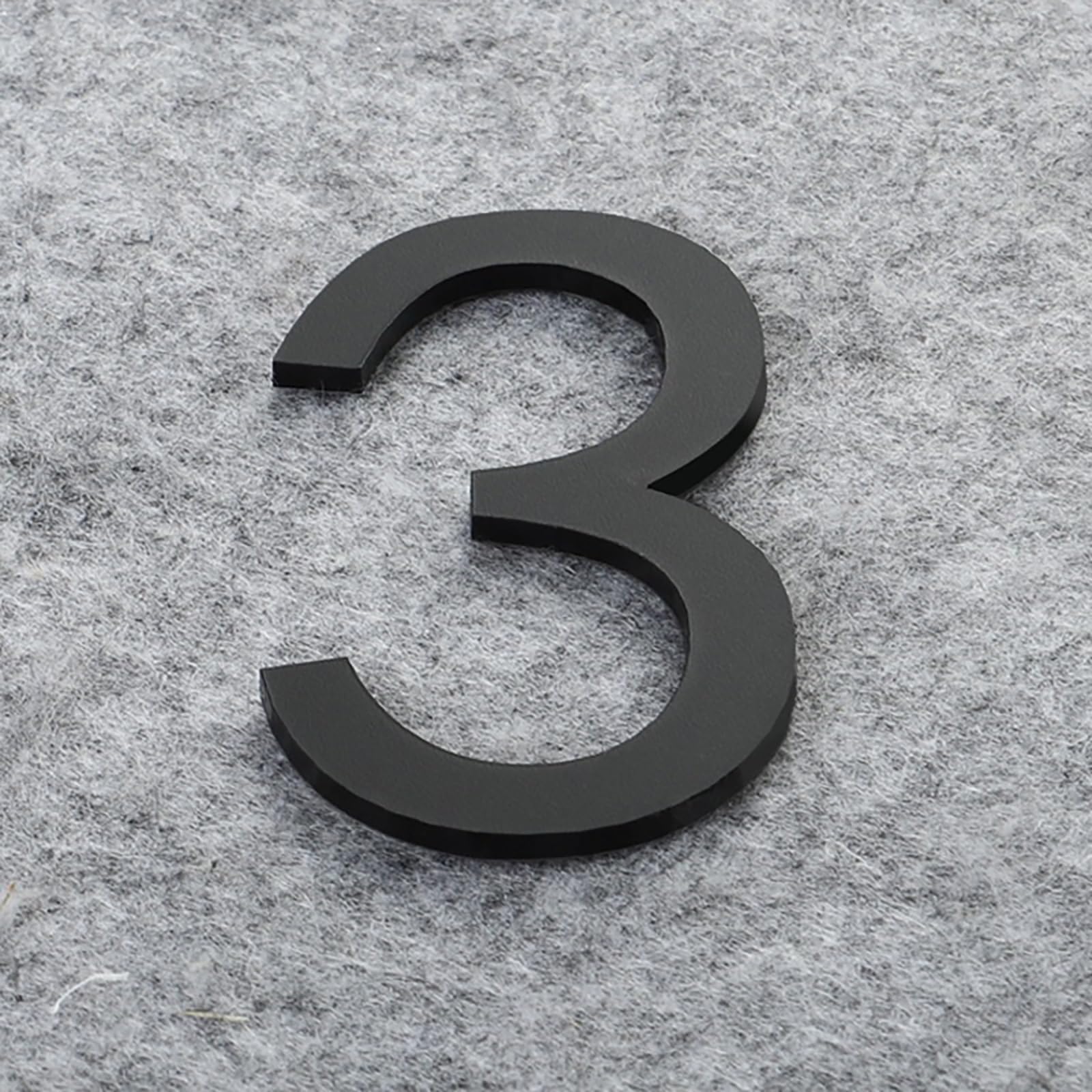 Self Adhesive House Numbers Stickers 2/3/4 Inch Modern Acrylic Door Number Gold/Silver/Black/White Address Mailbox Sign, for Wall Decor Hotel Apartment Cafe Room Yard Office Garden Street(Black 3,3In)
