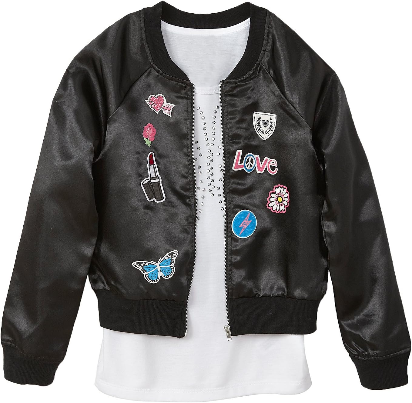 Miss Attitude Girls' 7-16 Black Sateen Bomber and Tank Set L (14)