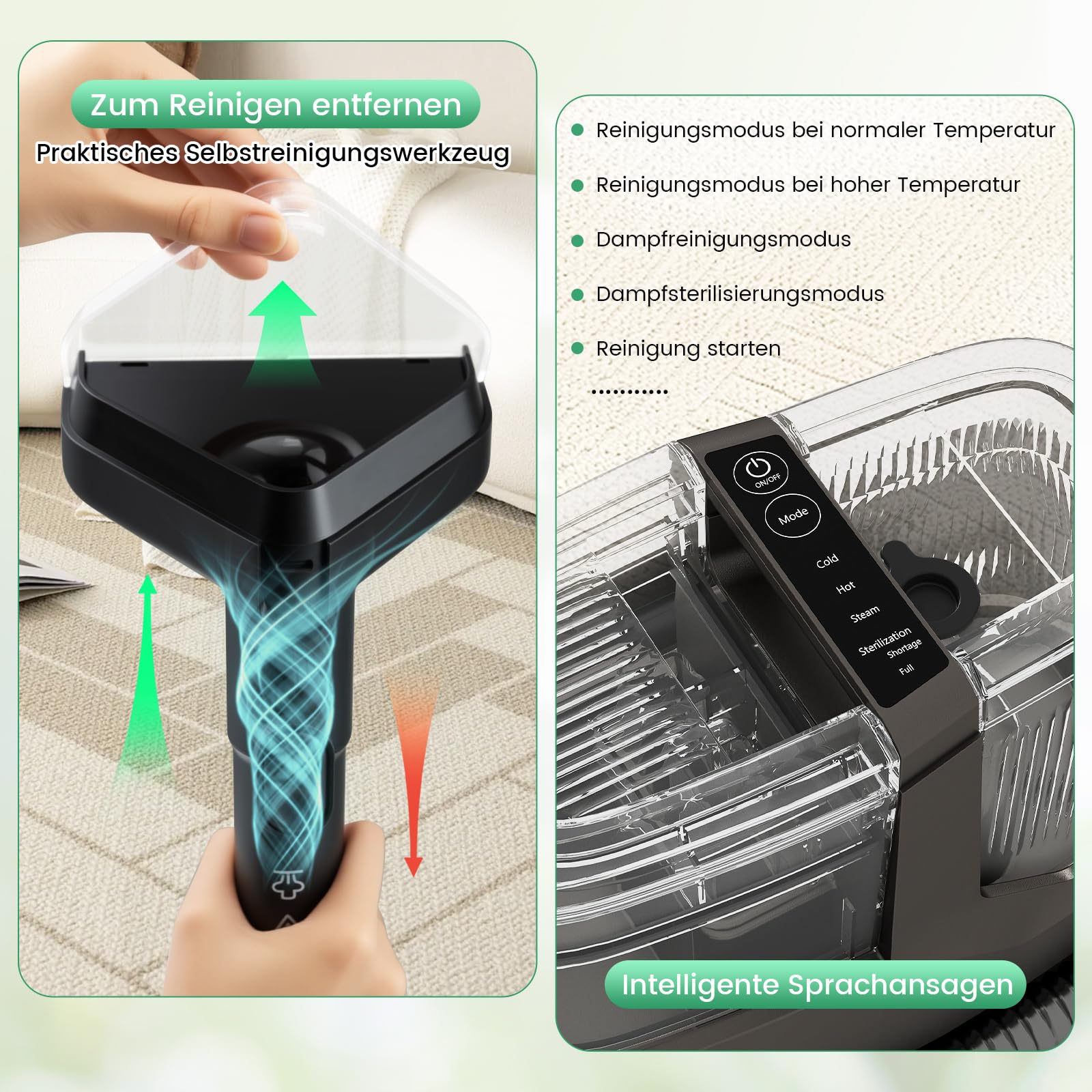 COSTWAY Urządzenie do czyszczenia tapicerki, 1800 W, para, sterylizacja, czyszczenie zimnej i gorącej wody, odkurzacz z 2 głowicami szczotki, przenośny odkurzacz na mokro do sofy, tapicerki, schodów