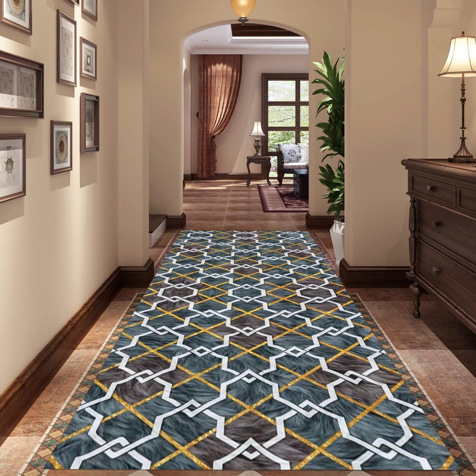 Alfombra de pasillo para el corredor y salón, alfombrilla moderna que decora su hogar