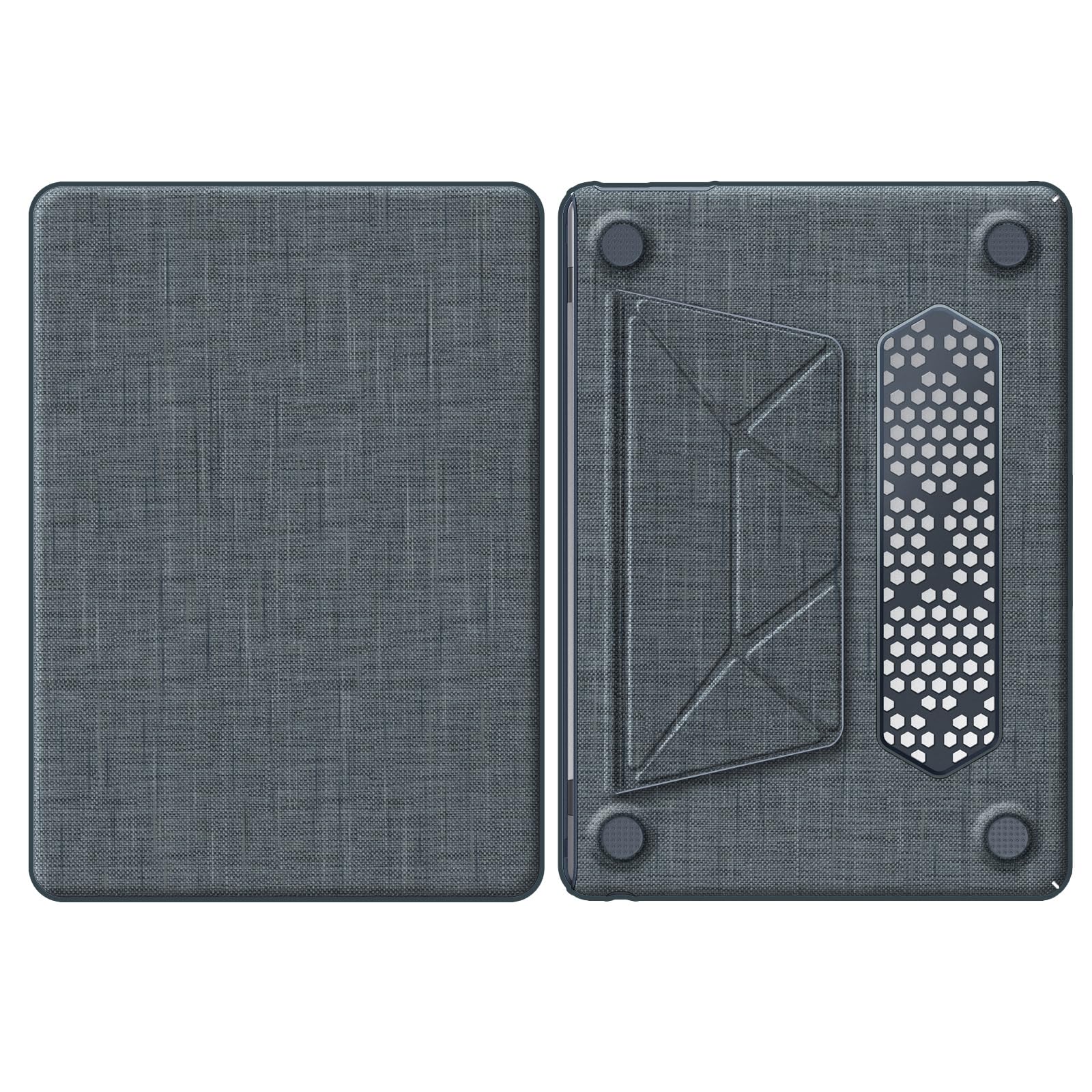 ProElite Case for MacBook Air 13.6 inch 2022 2023 2024 2025 Release M5/M4/M3 A3113 M2 A2681 with Touch ID, Fabric Material Hard Shell with Slim TPU Bumper and Fold Kickstand, Grey