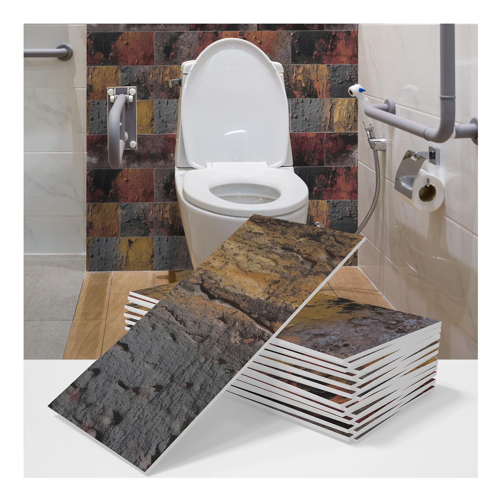 Autocollants Carrelage Imitation Bois - 21,16 Pièces - 20x10cm - Bleu - Adhésifs Imperméables Pour Cuisine & Salle De Bain