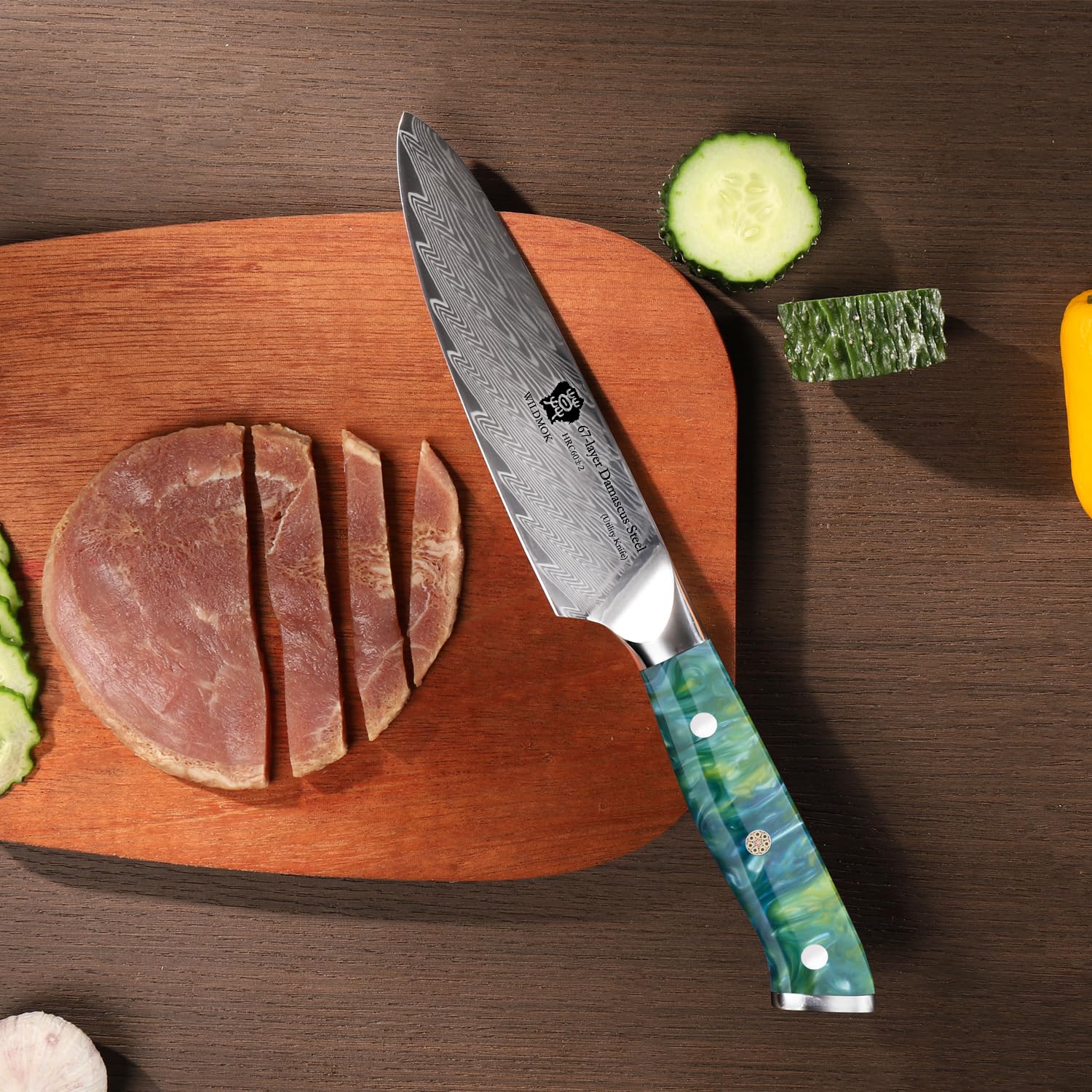 WILDMOK Couteau utilitaire de cuisine, couteau tout usage ultime super tranchant pour trancher, hacher, hacher, couteau utilitaire de cuisine avec boîte cadeau