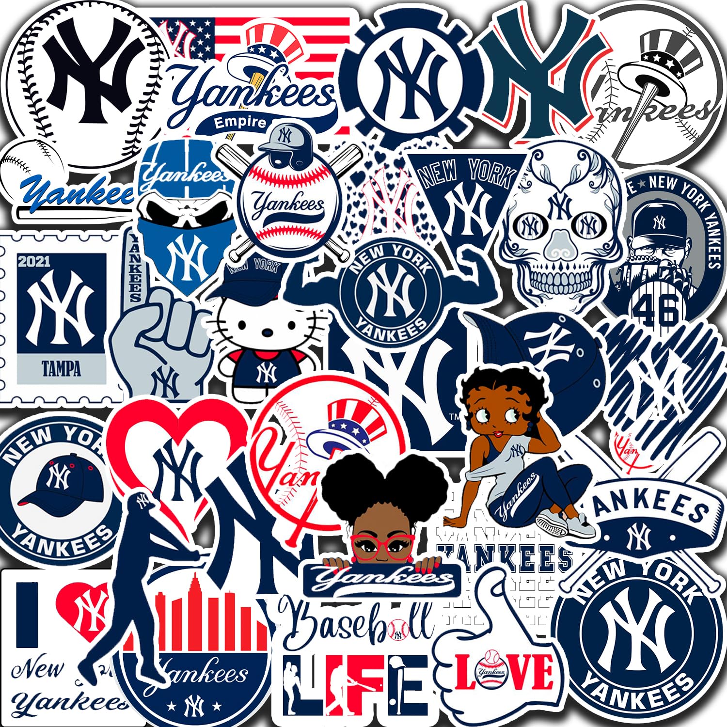 35 PCS of American Baseball Stickers for Water Bottle, Laptop, Bicycle, Computer, Motorcycle, Travel Case, Car Decal Decoration Sticker