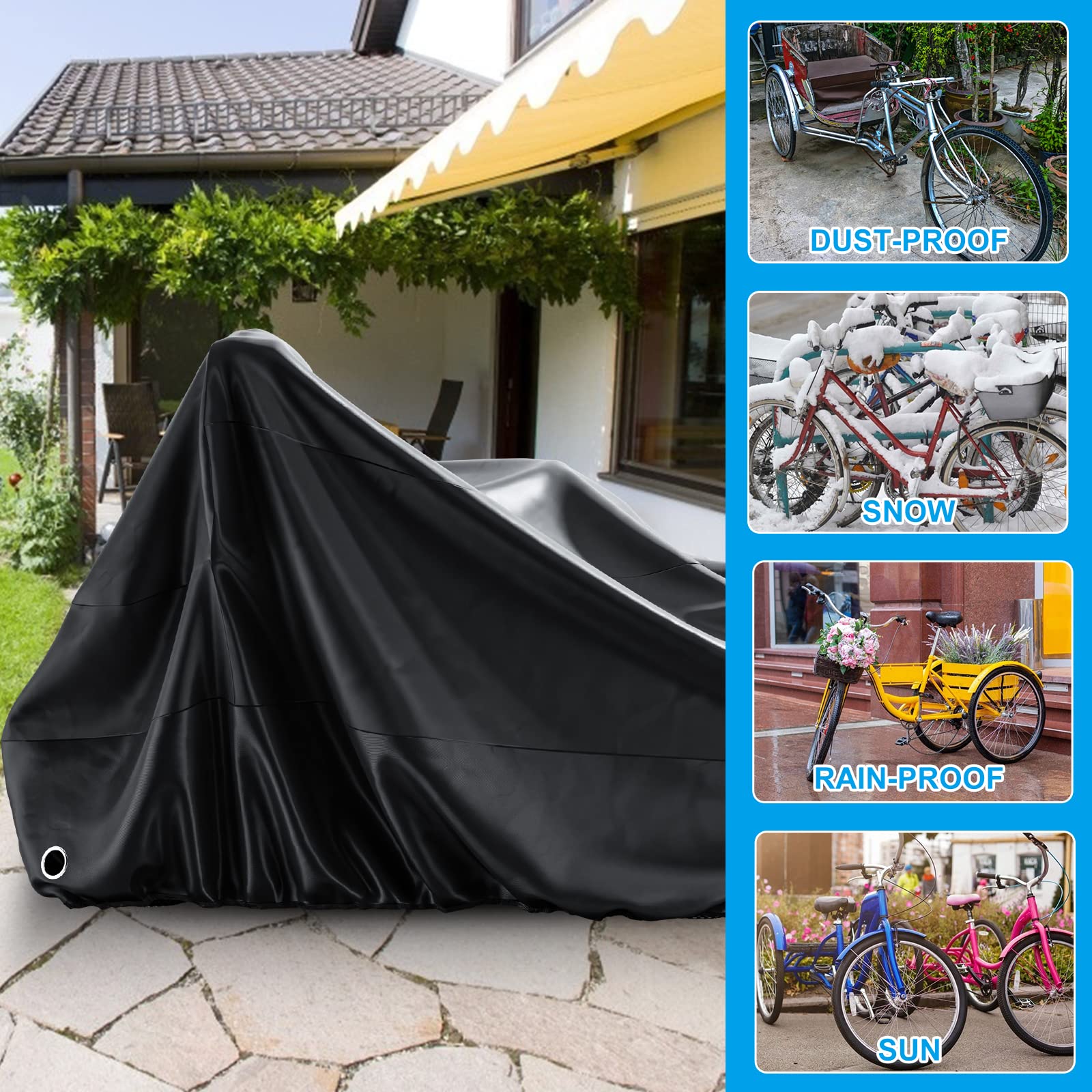 MOPHOTO Funda de bicicleta para adultos para almacenamiento de bicicletas al aire libre, cubierta impermeable resistente para triciclo