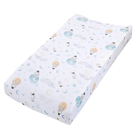aden + anais Essentials Changing Pad Cover, 100% Cotton Muslin, Super Soft & Breathable, Tailored Snug Fit, Single, Space Explorers