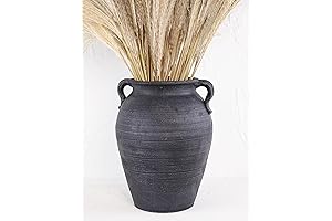 Black Pottery Vase with Rustic Charm