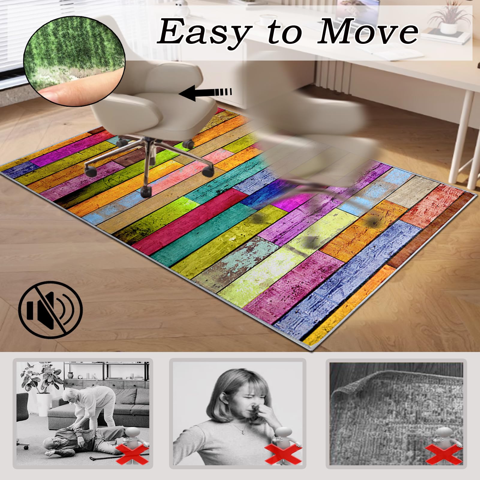 Alfombra para Silla de Oficina, 110 x 160 cm Alfombra Silla Escritorio Antideslizante Alfombrilla para Silla para Suelos Duros para Oficina Alfombra Suelo Gaming Protector Suelo Silla Ruedas