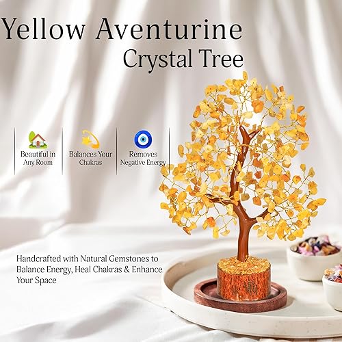 Miniatura 204 de YATSKIA - Árbol de cristal turquesa Feng Shui, alambre, bonsái Buhha, estatua reiki, Chakra curativo energía positiva, buena suerte dinero regalos