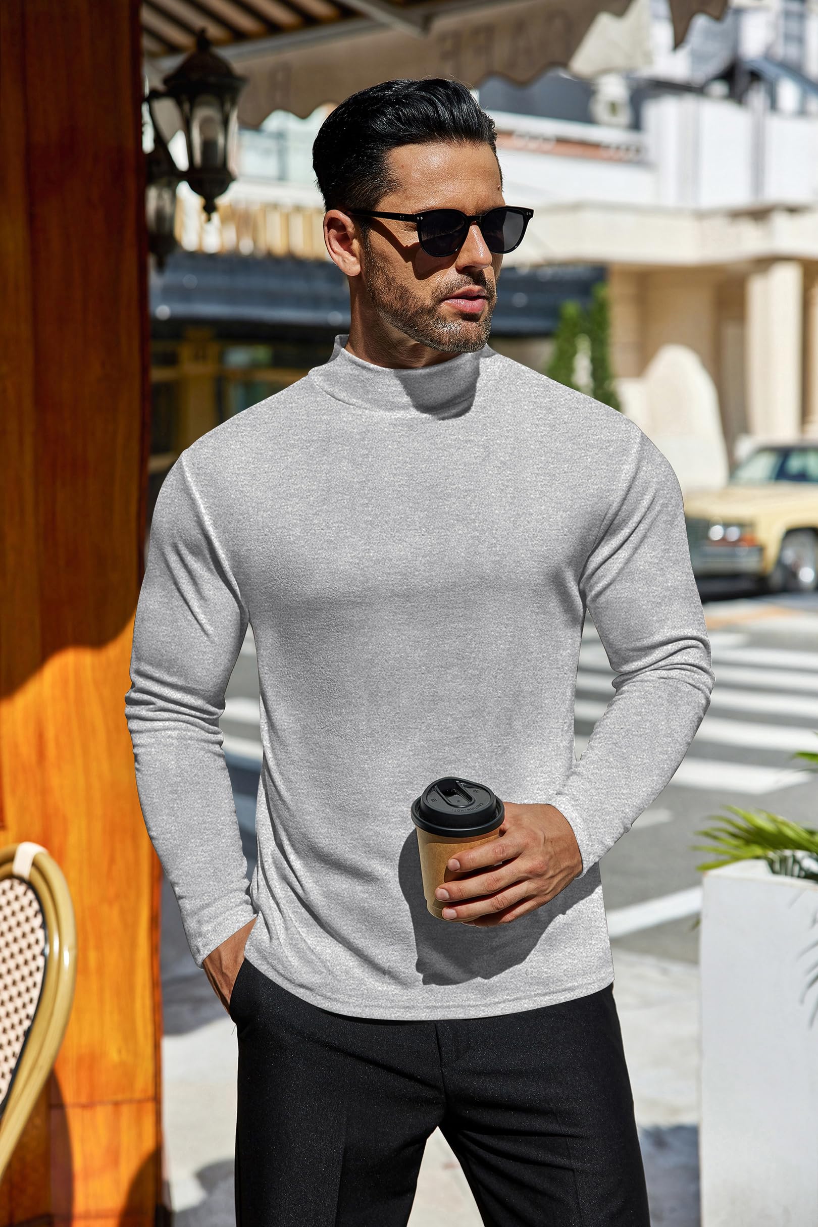 Ekouaer 2pcs Maglia Termiche da Uomo Invernale Biancheria Intimo Termica a Maniche Lunghe a Collo Alto S-3XL | Micropile per la stagione fredda, colletto alto