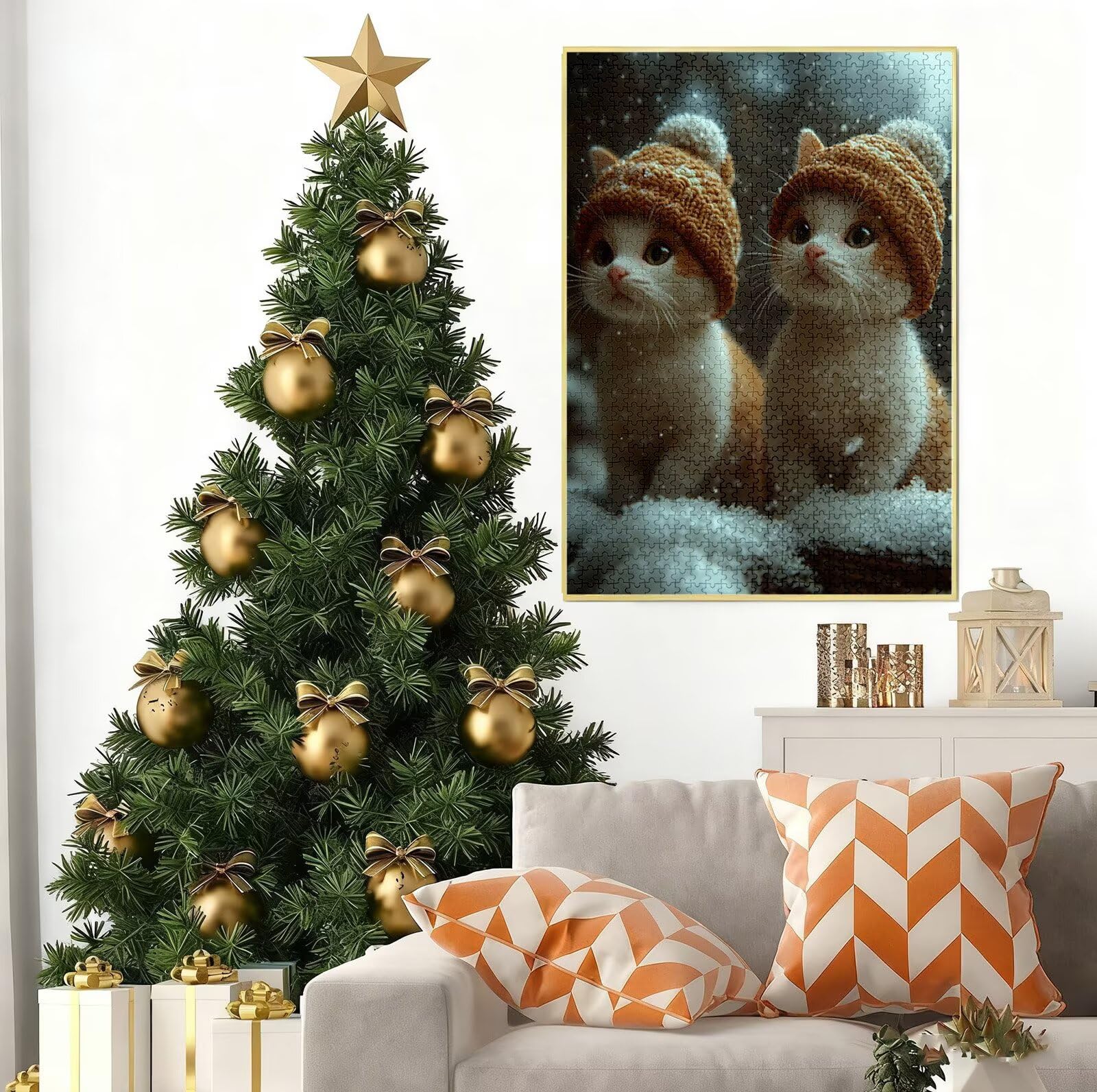 Puzzle 2000 Pezzi per Adulti, Puzzle Gatto in Legno per Adulti, Puzzles Animale Impegnativi, Giochi Educativo per Famiglie, Rompecapo con Scatola per Decorazioni Casa, Donna Regalo di Natale B-8663