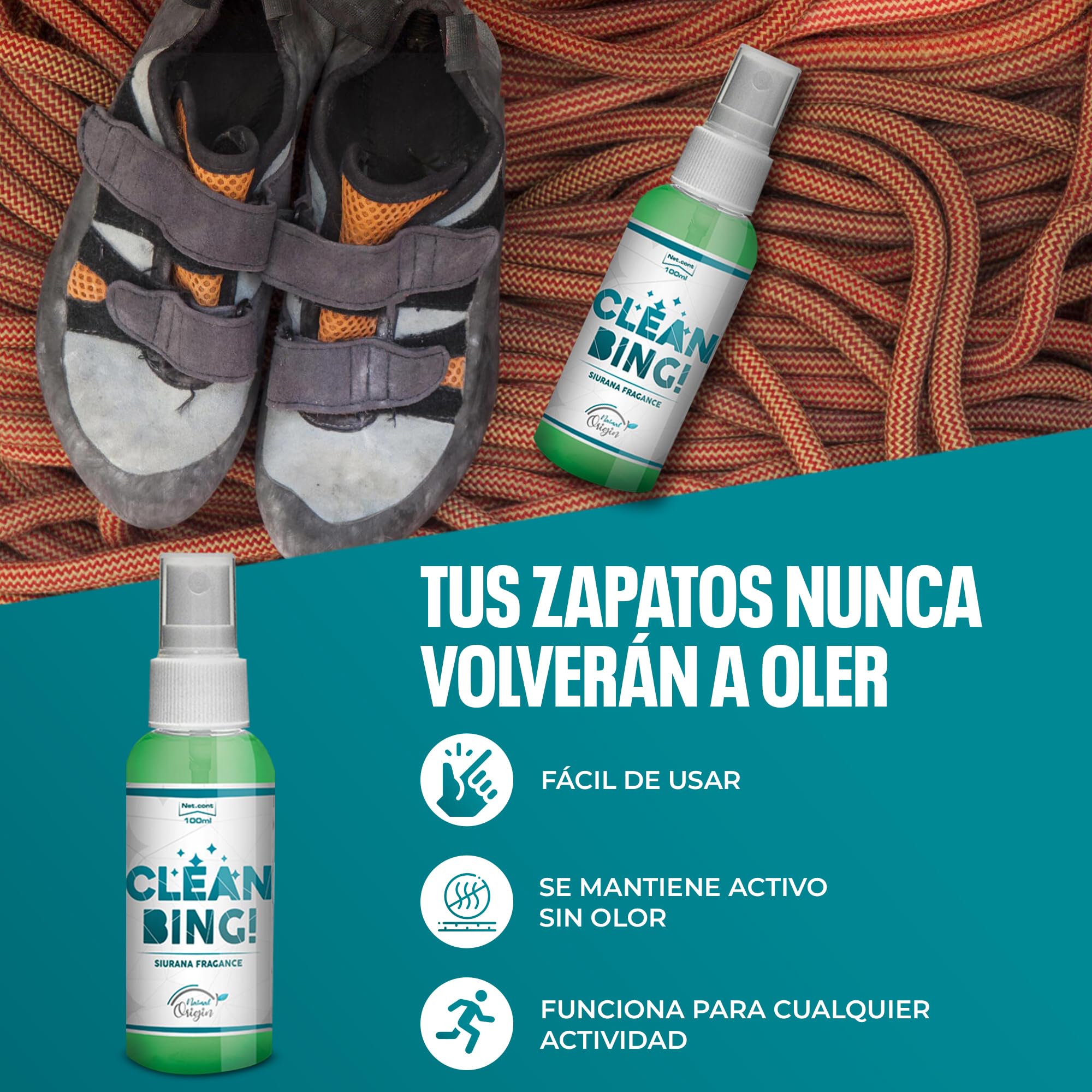 Desodorante Zapatos Quita Olor Spray Viaje Absorbe Olores Deportivos Neutralizador para Calzado Pies Muy Fuerte Pies de Gato Botas de Montaña Zapatillas Guantes de boxeo Prevenir Smelly feet 100ml