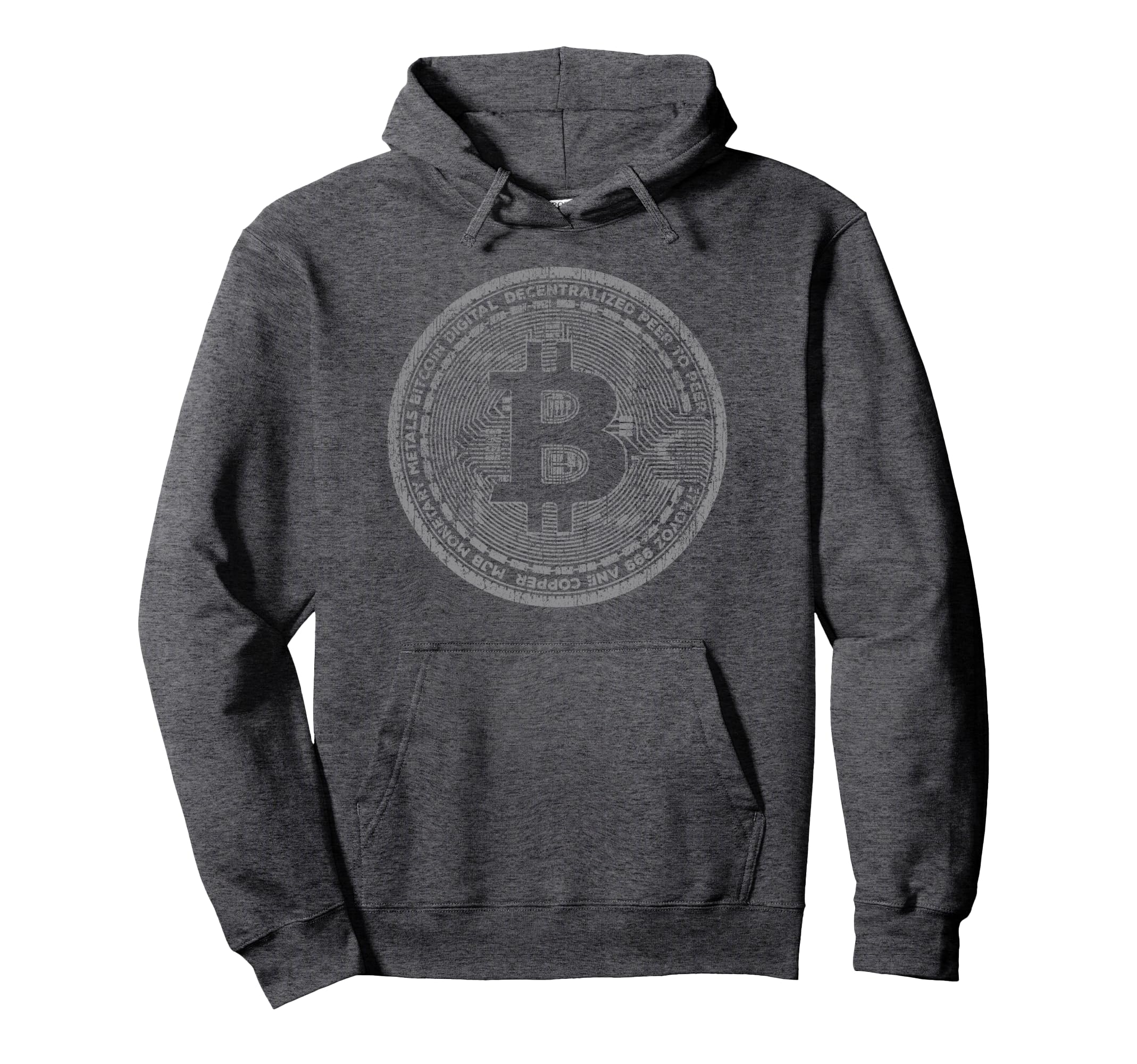 Bitcoin Coin Hoodie Distressed - Crypto - Satoshi Nakamoto Pullover Hoodie