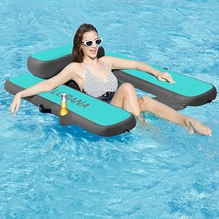 CALOBANA Inflatable Floating Chair with Cup Holder for Adults Pool, Mint
