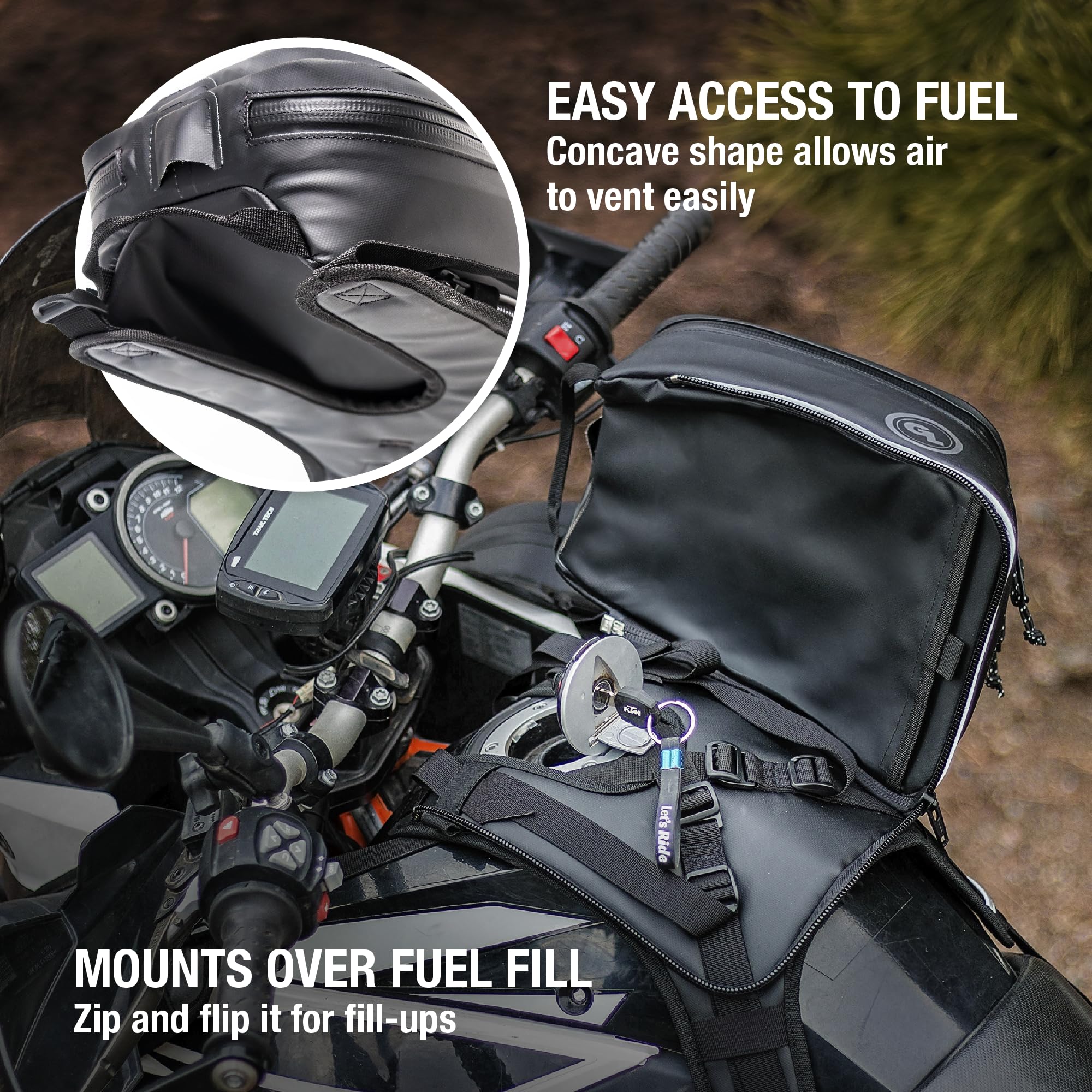 Giant Loop Diablo Tank Bag, czarna wodoodporna torba na zbiornik motocyklowy, pojemność 6 litrów na małe przedmioty, pasuje do każdego motocykla terenowego, przygodowego, podwójnego sportu i nie tylko