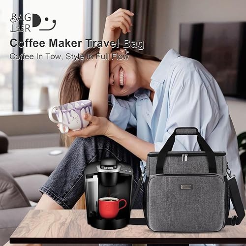 Miniatura 6 de BAGLHER Bolsa de viaje para cafetera compatible con Keurig K-Classic, Keurig K-Elite, Keurig K-Compact u otros accesorios, funda portátil para