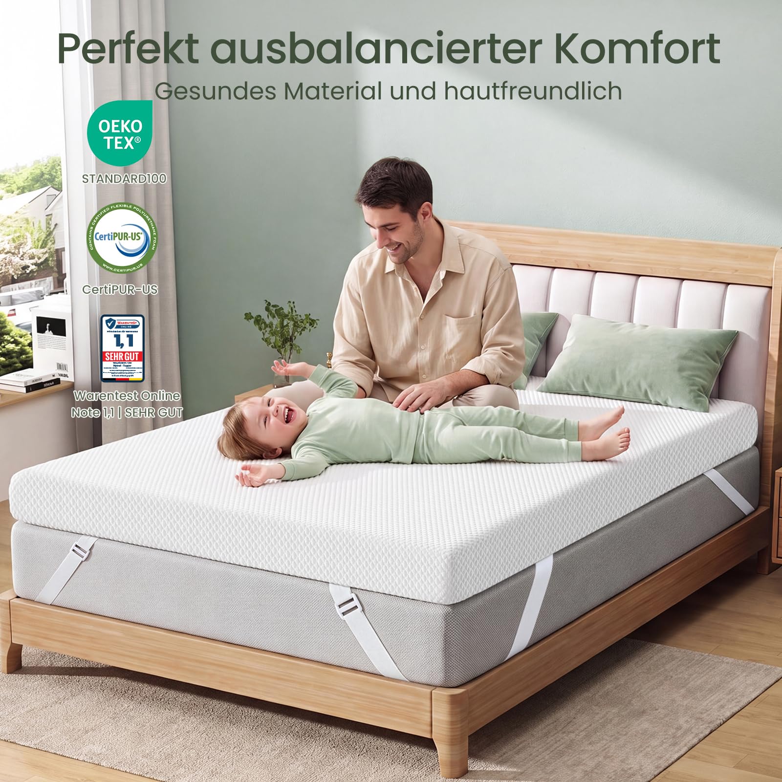 Matratzen Topper 140x200cm H3/H4, 10 cm Gel Memory Schaum, Öko-TEX Zertifiziert, Atmungsaktiv und Waschbar, rutschfest für Boxspringbett und Schlafsofa