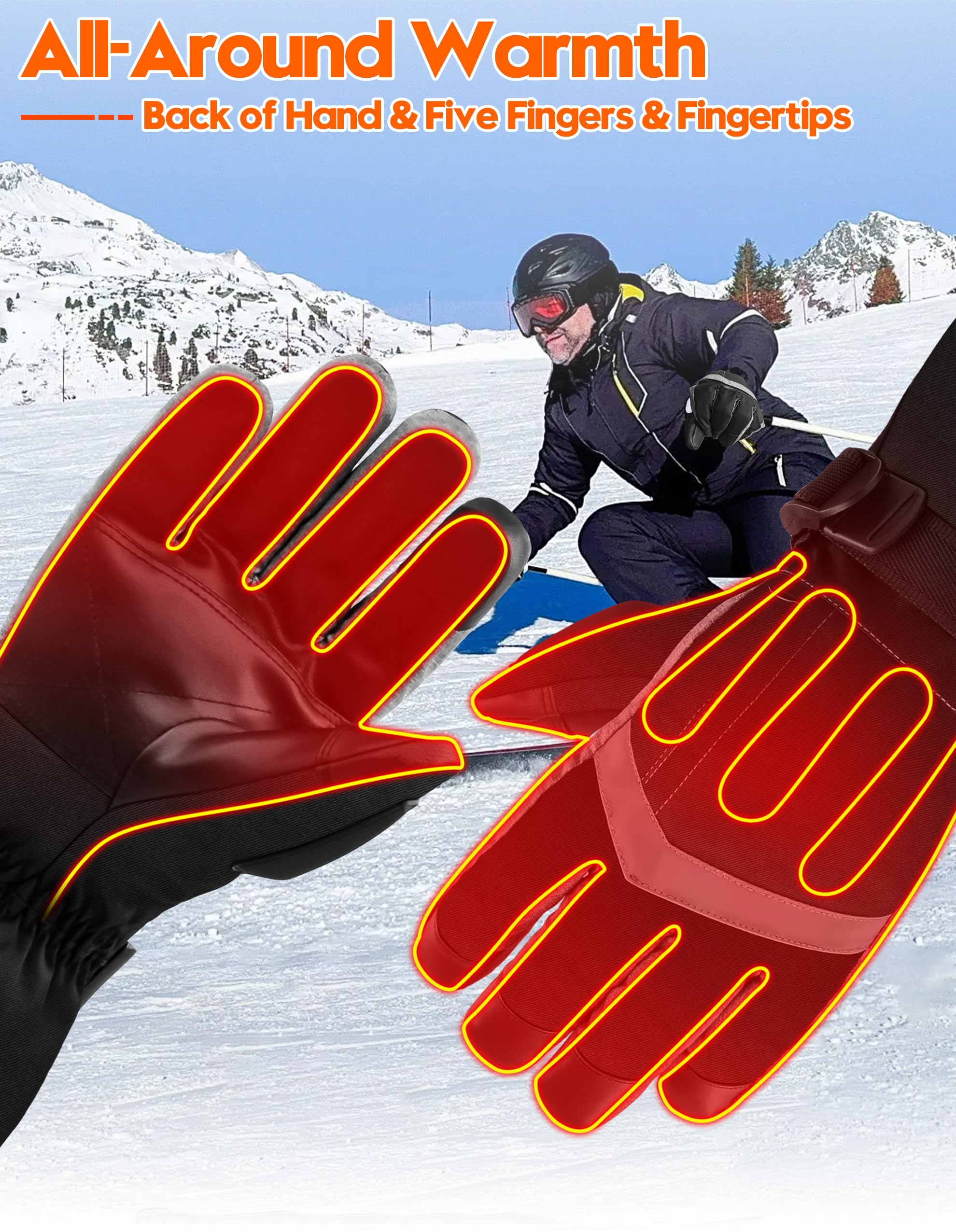 SVPRO Guantes calefactados, 5 V, 6000 mAh, recargables, para hombres y mujeres, guantes de calefacción eléctrica impermeables y resistentes al viento para esquí, caza, motociclismo, senderismo